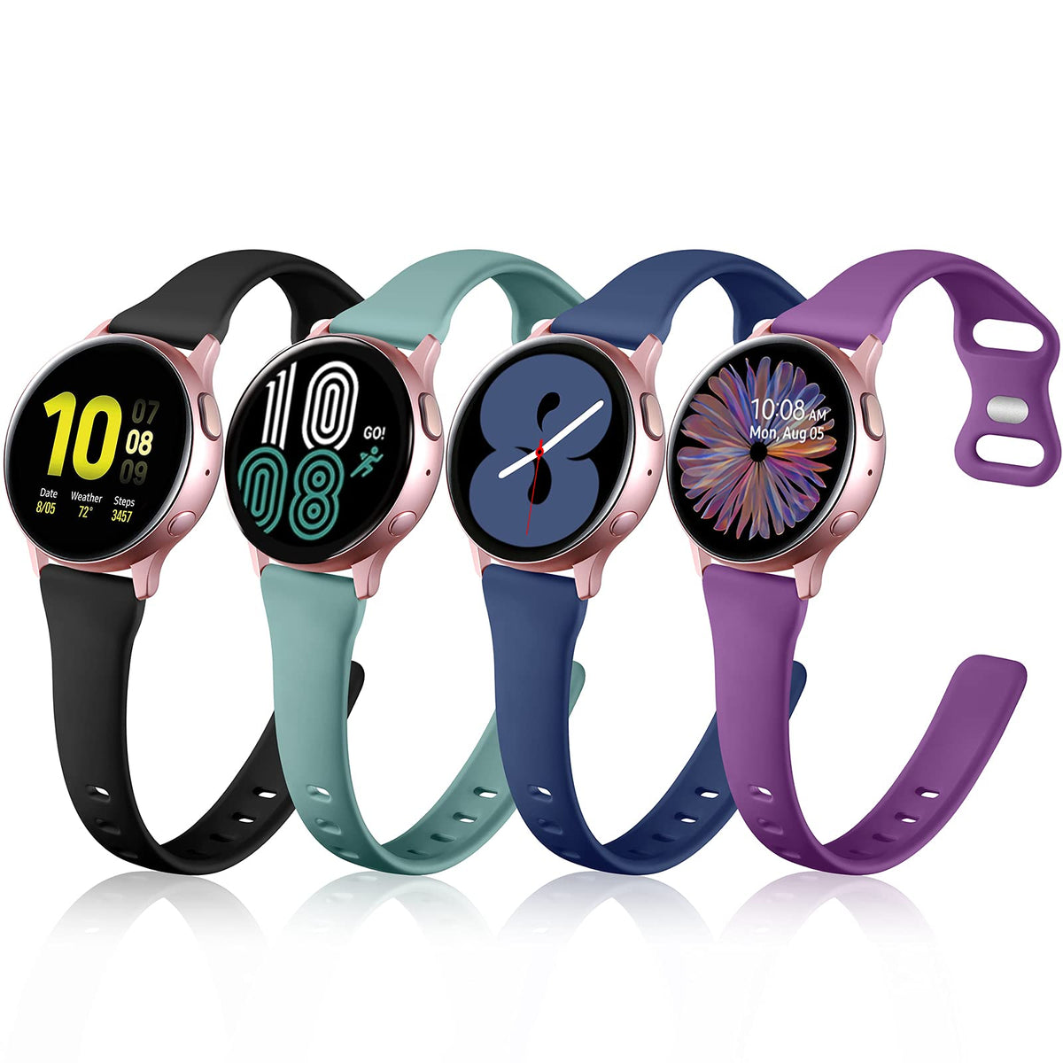Geak Compatible With Galaxy Watch 7 Bands/Samsung Galaxy Watch 4 5 6 Band 40Mm 44Mm,20Mm Soft Slim Silicone Replacement Band For