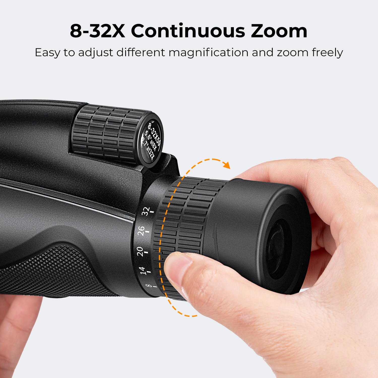 K&F Concept 8 32X50 Zoom Monocular   High Power Dual Focus Prism Compact Monoculars For Kids Adults, With Phone Adapter, Low Lig