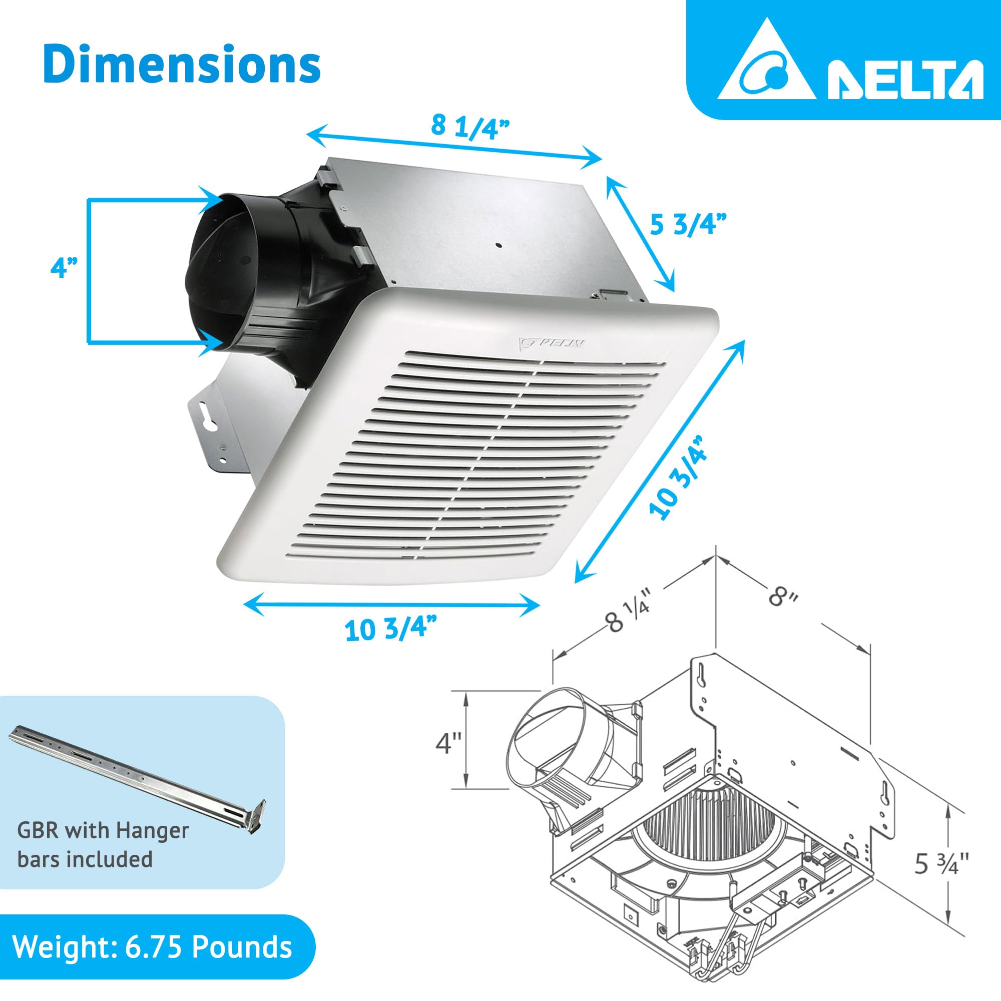 Delta Breez Greenbuilder Gbr80H 80 Cfm Exhaust Bath Fan With Humidity Sensor