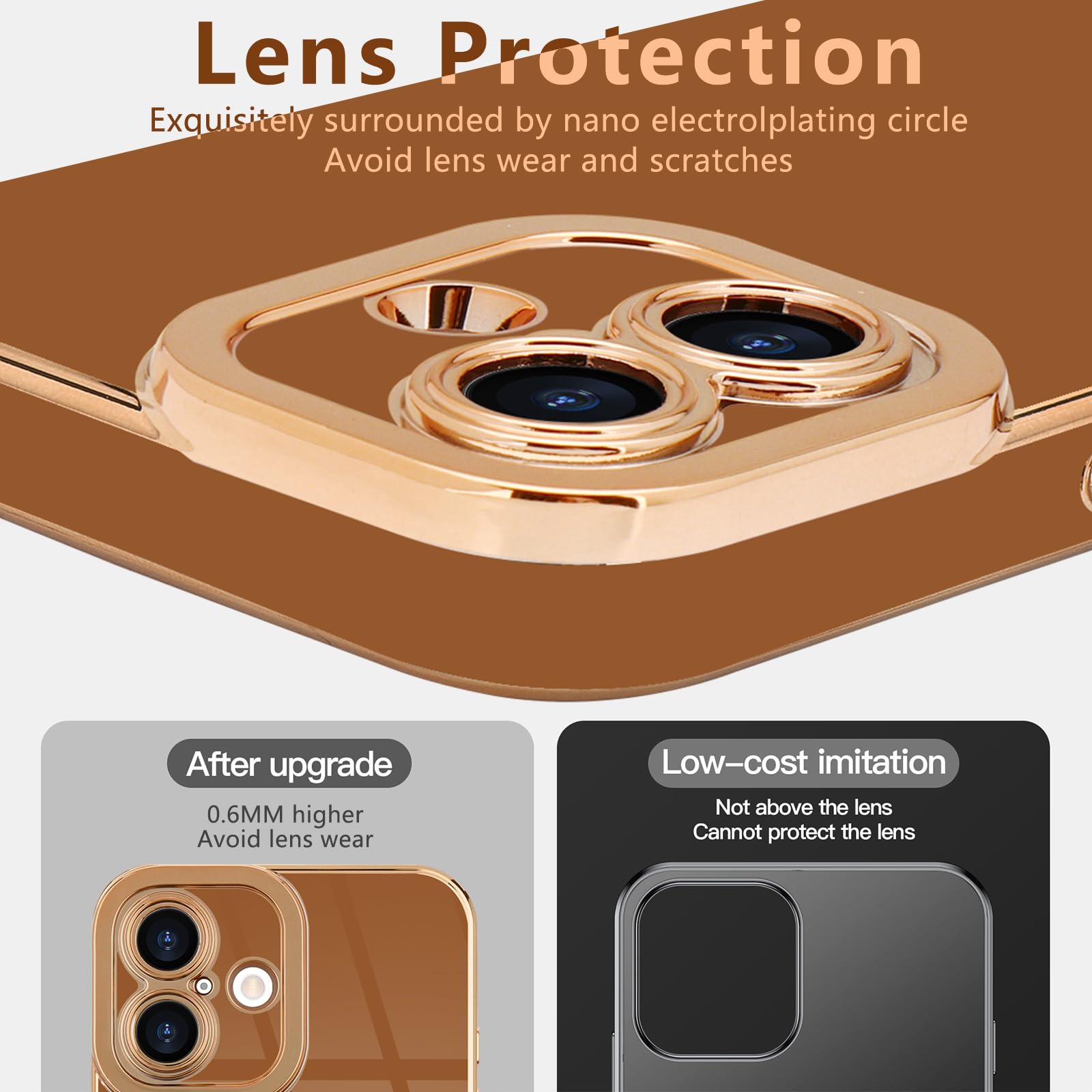 Lafunda Designed For Iphone 16 Case Cute, Luxury Plating Case For Women Girls Elegant Gold Edge Soft Tpu Bumper Cover With Camer