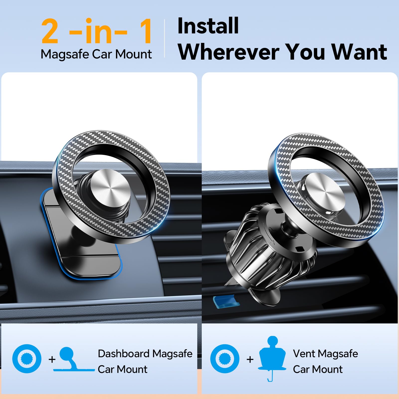 Kaistyle For Magsafe Car Mount Vent?20 Strong Magnets?Magnetic Phone Holder For Car Holder Mount Air Vent?360?Cell Phone Holders