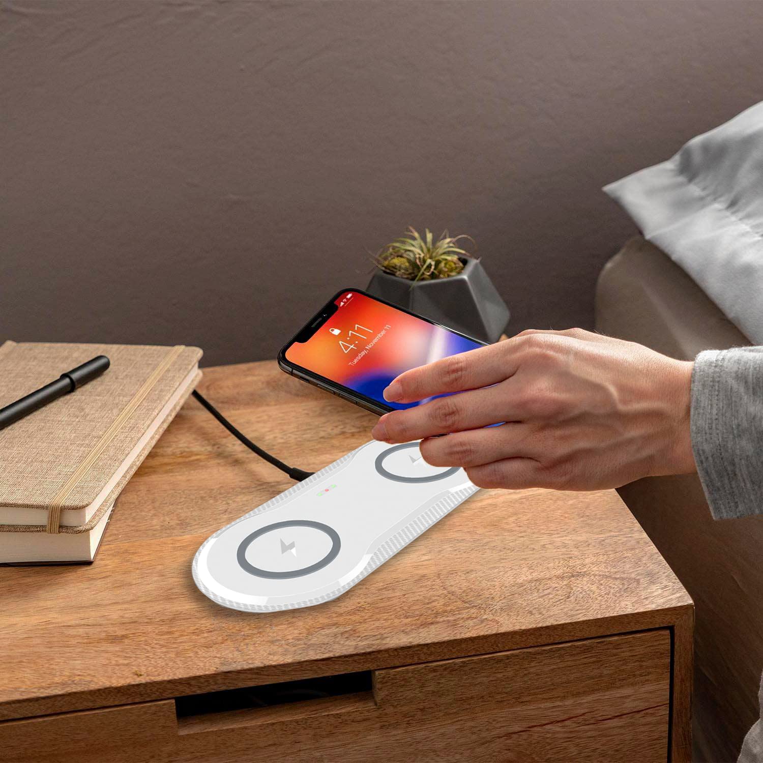 30W Wireless Charger, Vchiming 2 In 1 Wireless Charging Pad, Dual 15W Wireless Charging Station For Galaxy Iphone Airpods Buds T