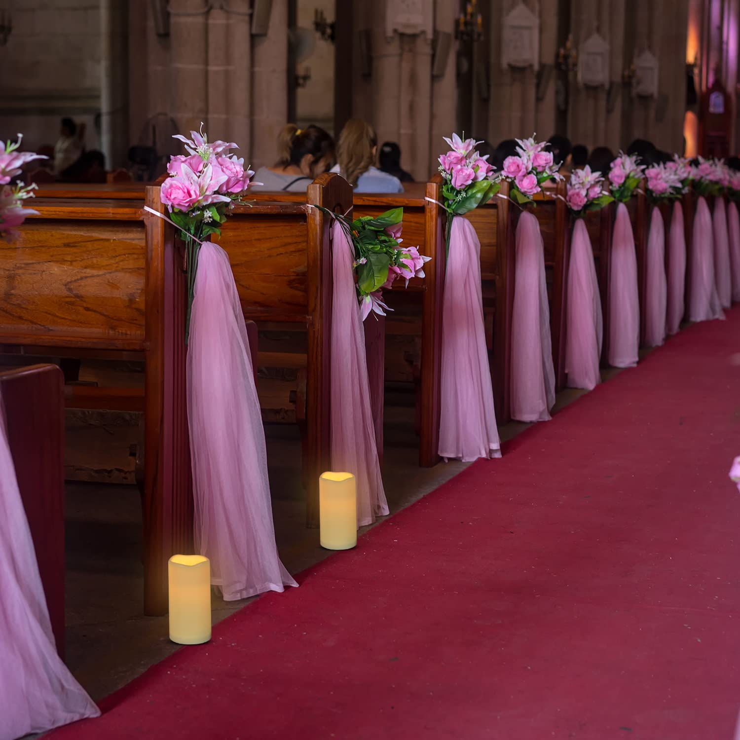 Artmarry Flickering Flameless Candles 12 Pack Large (D 3.0'' X H 6'') Led Candles Pillar Outdoor Indoor Waterproof Battery Opera