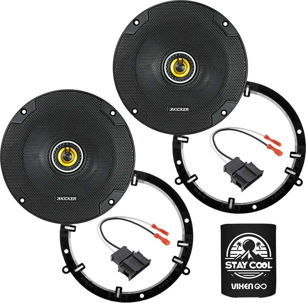 KICKER Front/Rear Door 6.5 Speakers Kit for Volkswagen Jetta 2011-2023 Upgrade Kit - Pair of CS Series 6 1/2 Inch Coaxial Speake