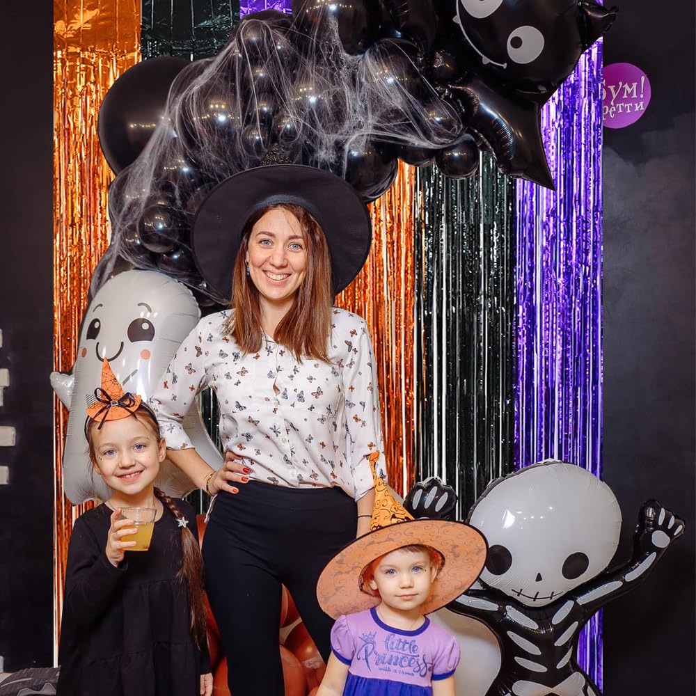 Beishida 3 Pack Tinsel Curtain Party Streamers Backdrop Halloween, Door Streamers Fringe Foil Curtain Backdrop Curtain For Hallo