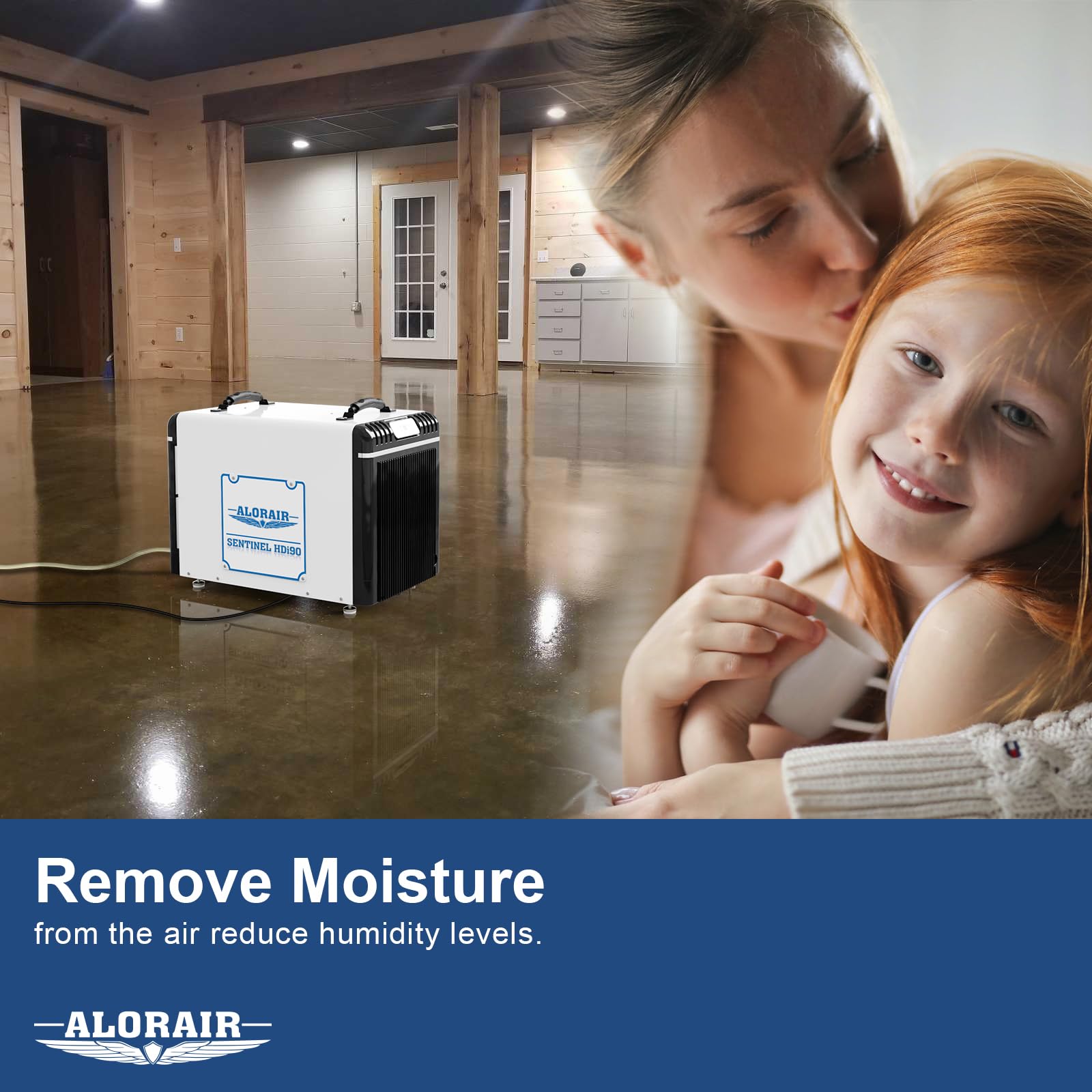 Alorair Basement/Crawlspace Dehumidifiers 198 Ppd (Saturation), 90 Pints (Aham), 5 Years Limited Warranty, Condensate Pump, Auto