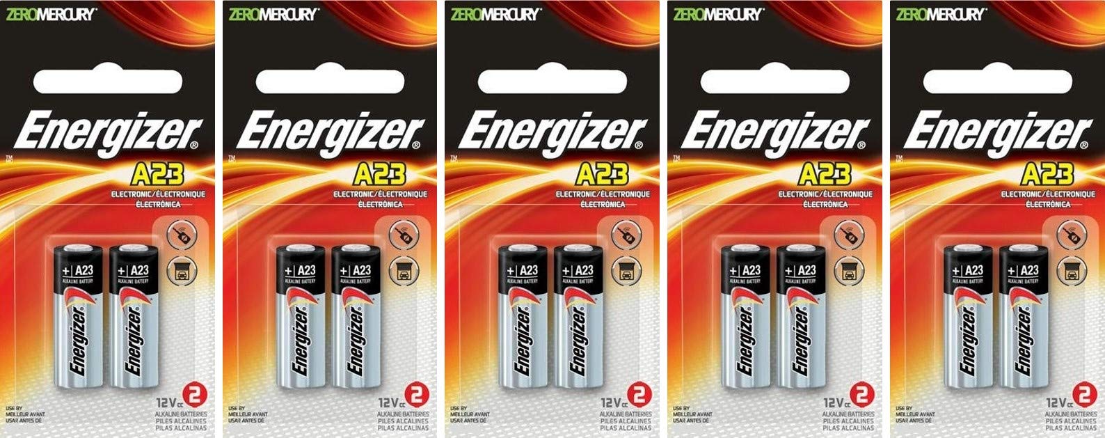 5 X 2 Energizer A23 21/23 23A Mn21 Gp23 12V Alkaline Garage Door Opener 10 Batteries