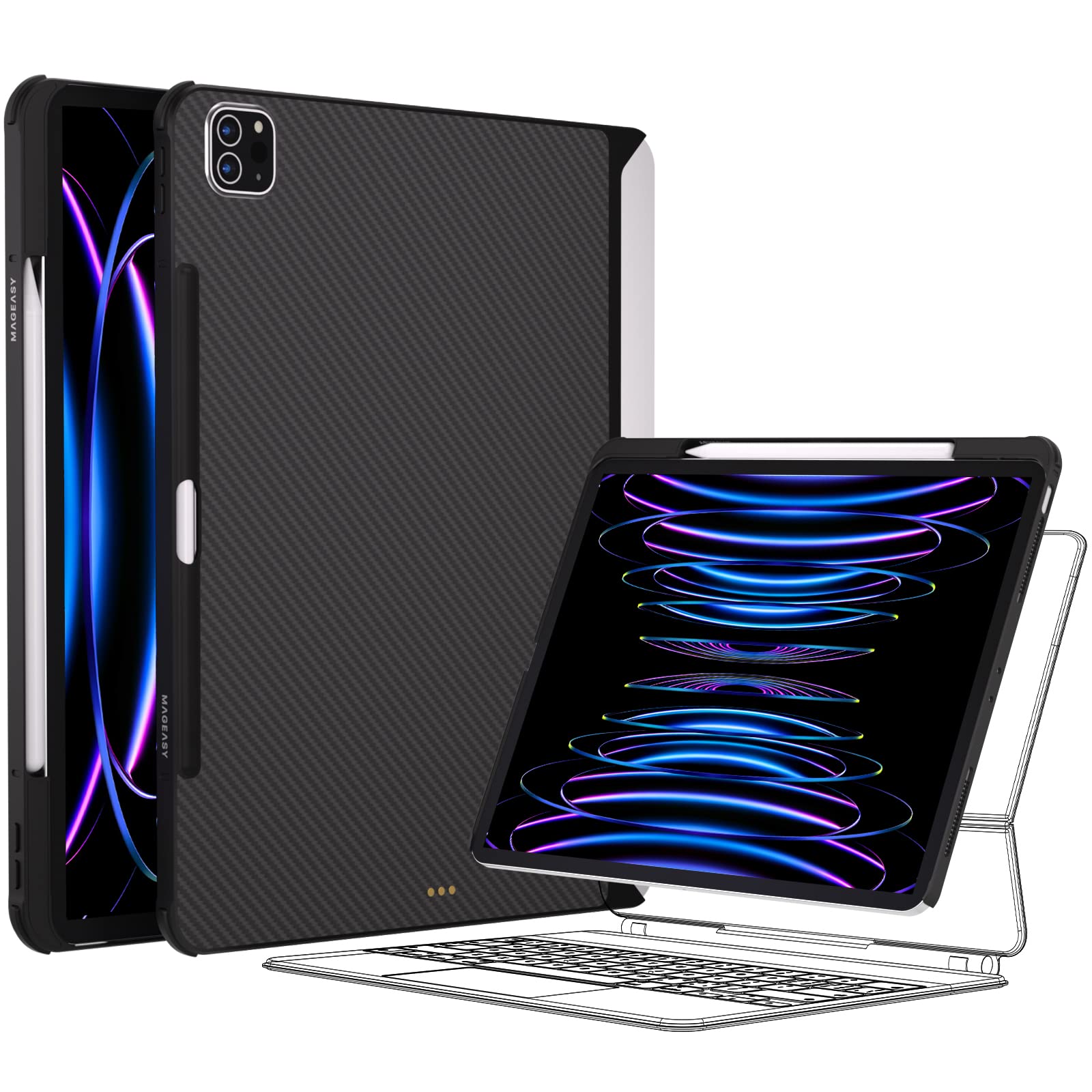 Mageasy Citicover For 2024 M2 Ipad Air 11'' Case With Pencil Holder   Compatible With Magic Keyboard, Premium Aramid Fiber, Fit