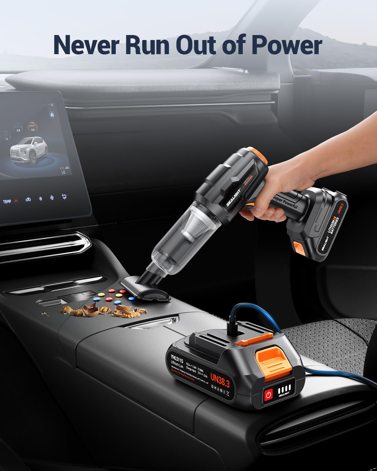 Sealight Car Vacuum Portable Cordless, 21000Pa High Power Suction & Blower, Wireless Handheld Vacuum Cleaner For Car, Home, Offi