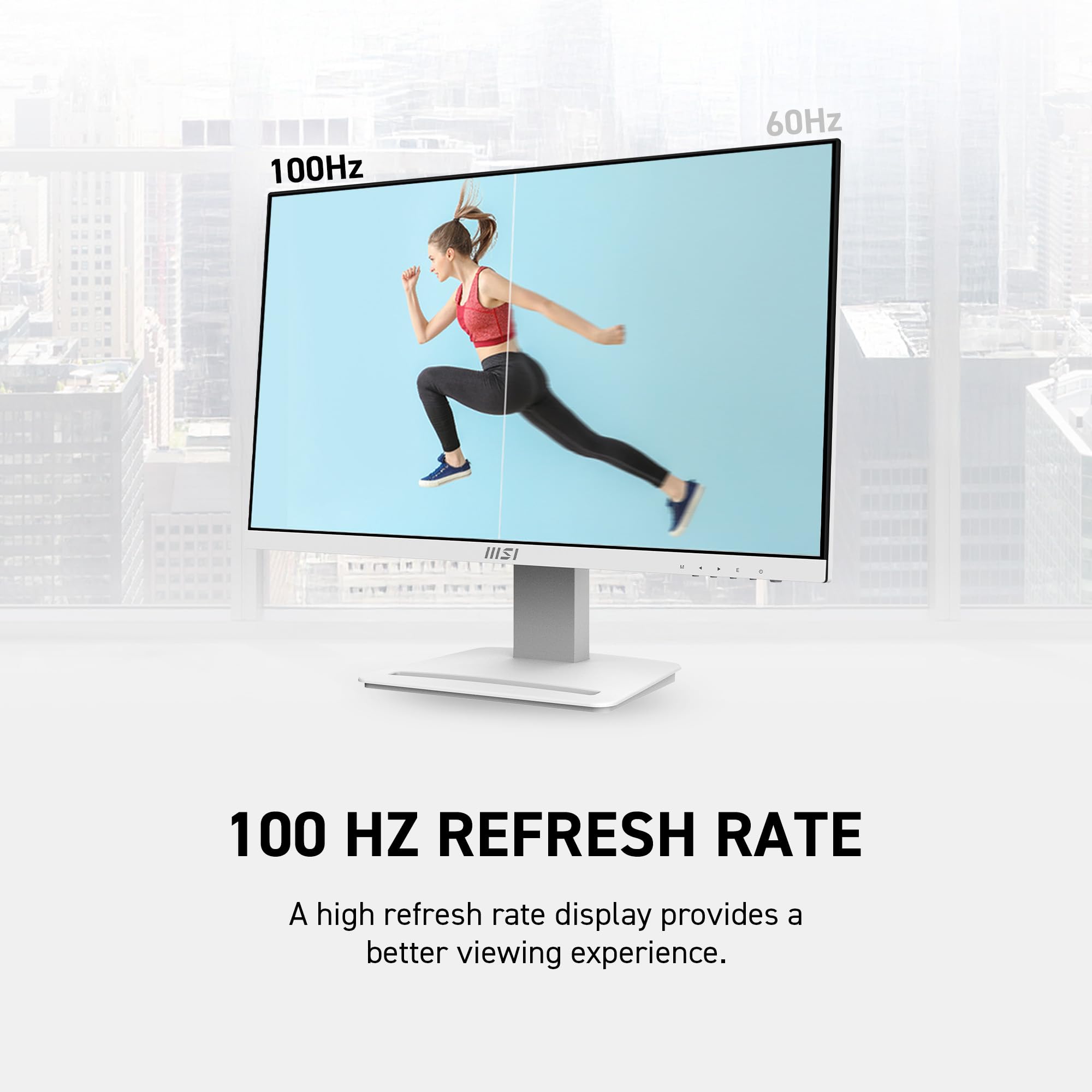 Msi Pro Mp243Xw, 24 Monitor Ips Fhd (1920 X 1080) Non-Glare With Super Narrow Bezel 100Hz 1Ms 16:9 With Tilt Stand, White