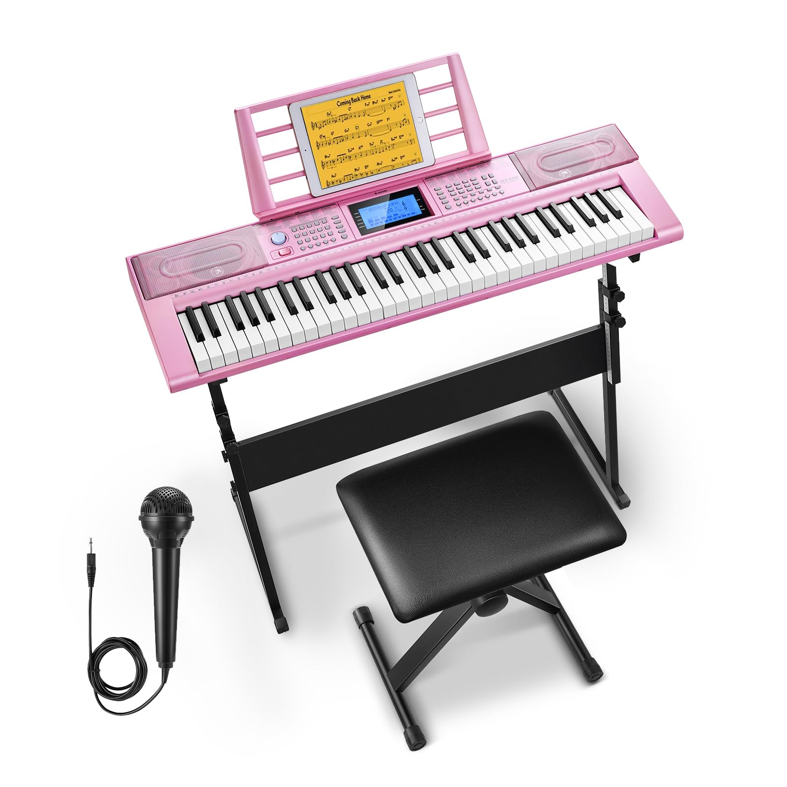 Donner Keyboard Piano 61 Key, Electric Keyboard Kit With 249 Voices, 249 Rhythms   Includes Piano Stand, Stool, Microphone, Gift