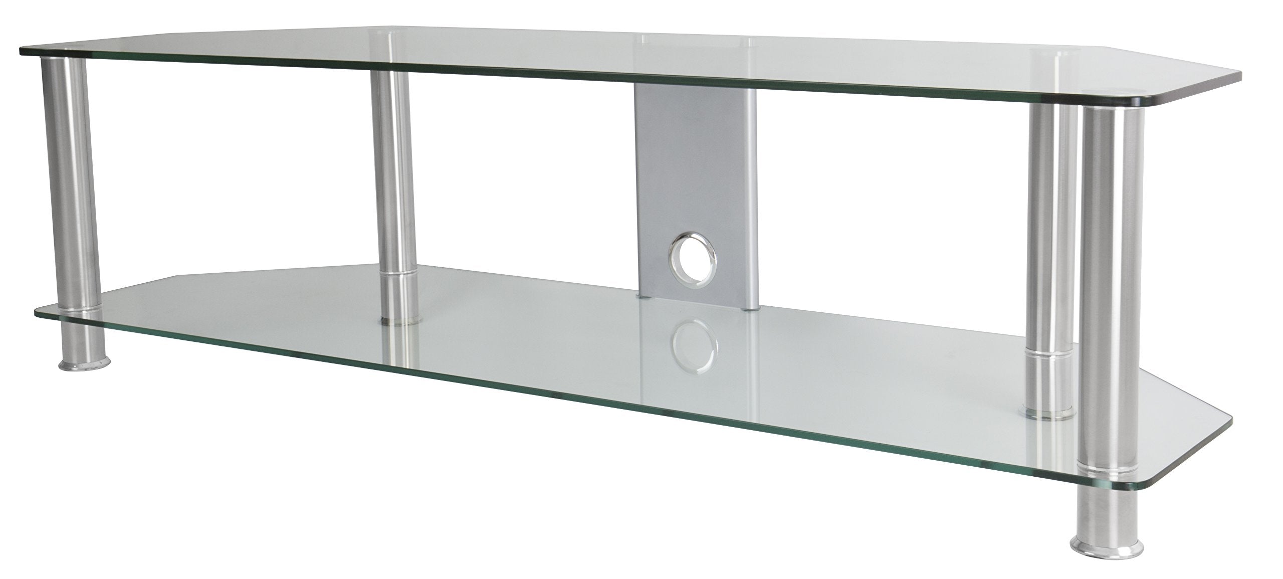 Avf Steel Tv Stand With Cable Management For Up To 65' Tvs In Clear/Chrome