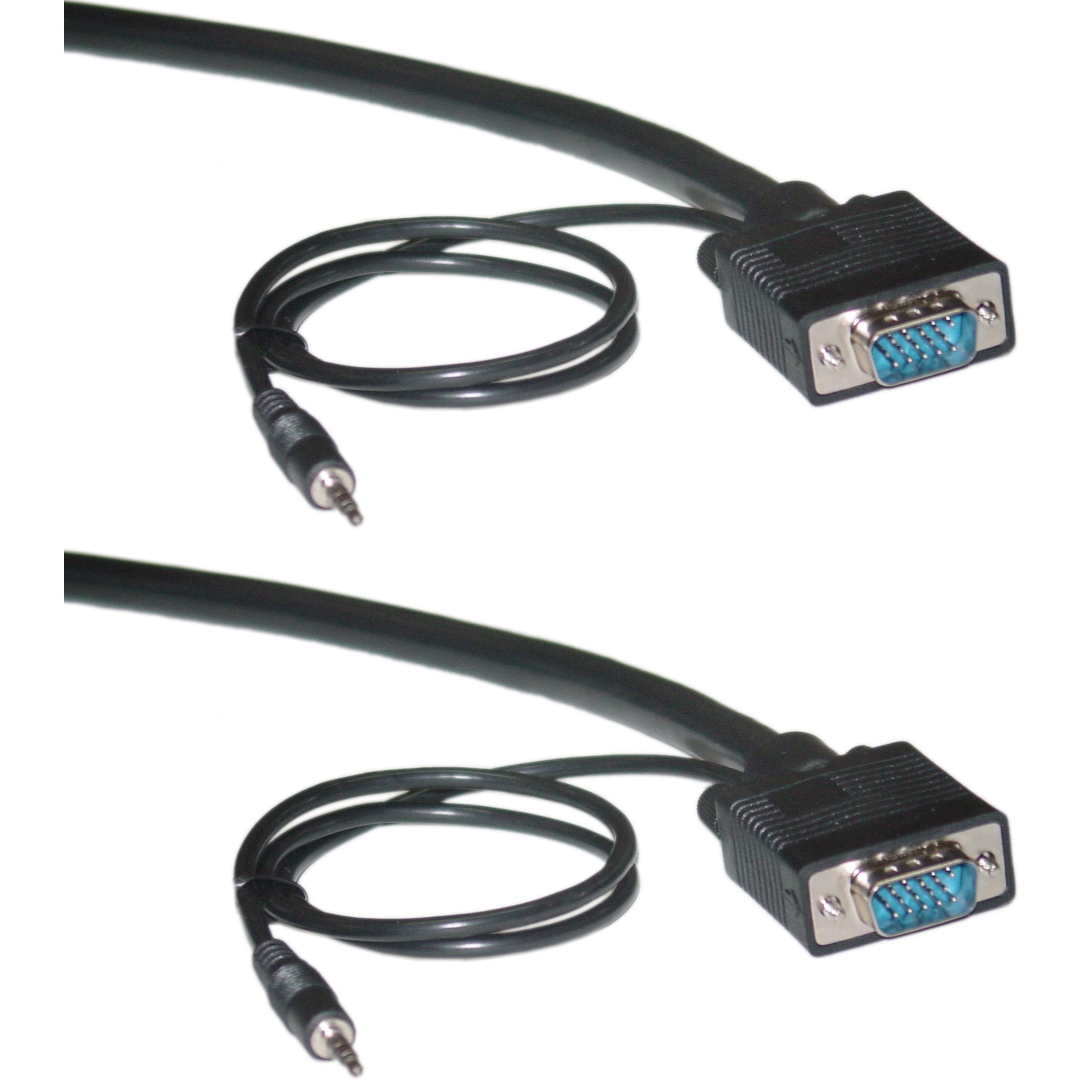 Cablewholesale Vga Cable With Audio, Svga Monitor Cable With 3.5Mm Stereo Audio, Hd15 Male To Male Plus Stereo Plug, Double Shie
