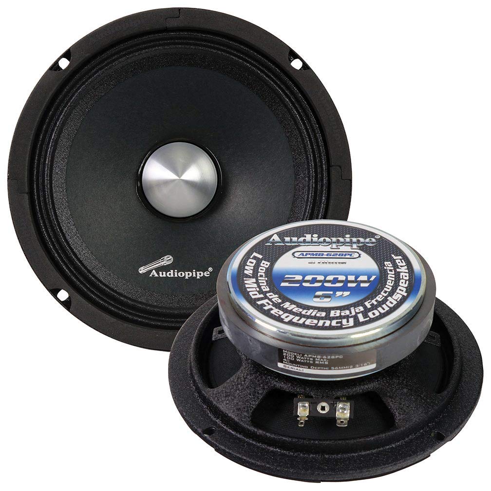 Audiopipe Low Mid Frequency Loudspeaker 6'' 200W Max Each   Silver Bullet Dust Cap