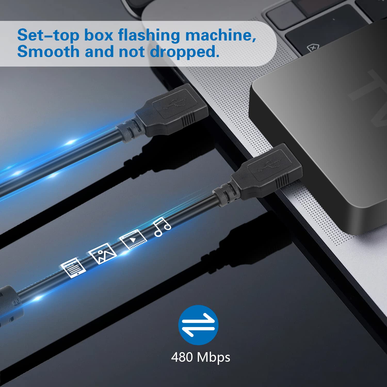 Pasow Usb 2.0 Type A Male To Type A Male Extension Cable Am To Am Cord Black (30Feet/10M)