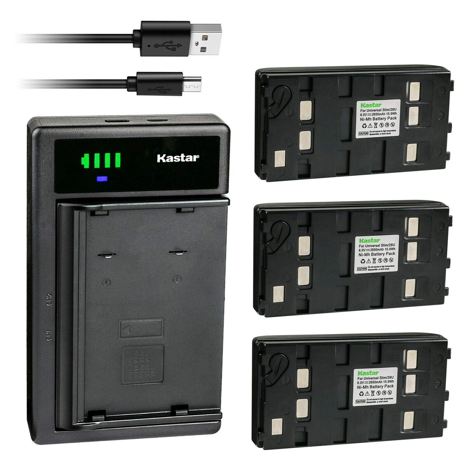 Kastar 3-Pack Battery and Smart USB Charger Compatible with Panasonic PV-IQ505 PV-IQ525 PV-L352 PV-L353 PV-L354 PV-L453 PV-L552 