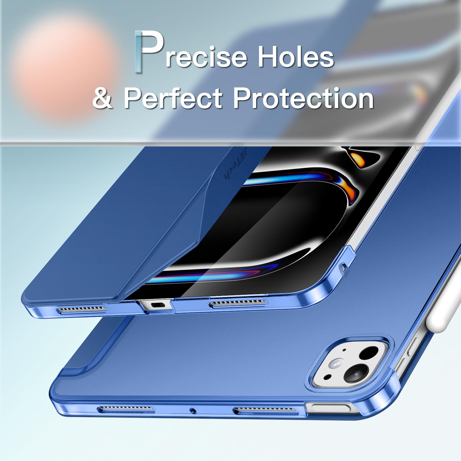 Jetech Case For Ipad Pro 11-Inch M4 (2024), Slim Stand Hard Back Shell Smart Cover With Auto Wake/Sleep (Navy)