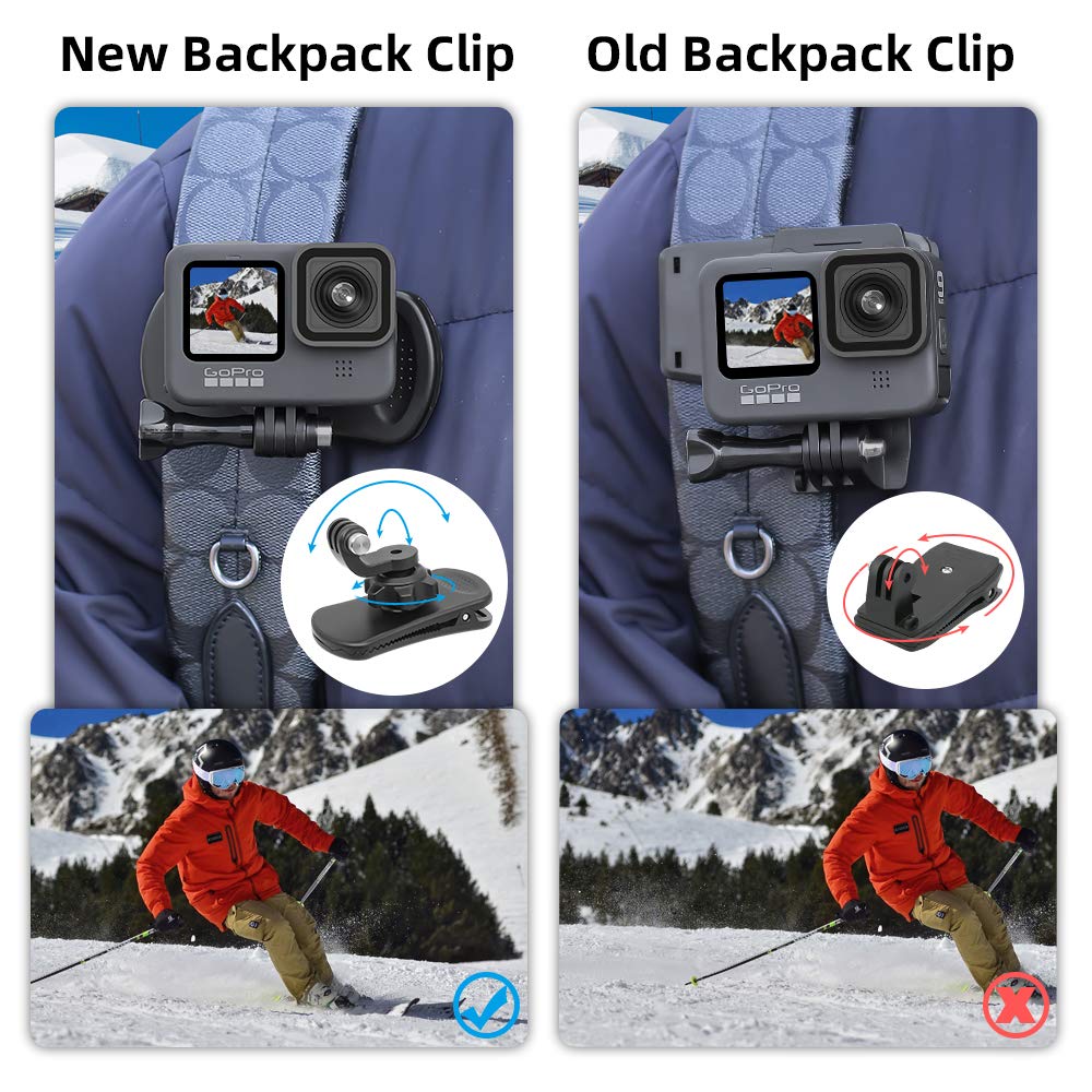 Surewo 360� Rotation Backpack Strap Mount Quick Clip Mount Compatible With Gopro Hero 13,12,11,10,9,8,7,6,5,4,Fusion,Dji Osmo Action 5 Pro/4/3/2,Akaso,Campark,Crosstour Action Cameras