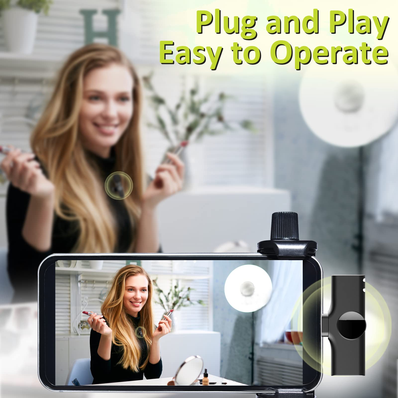 Aisizon Wireless Mics, Wireless Clip On Microphones, Lapel Microphone A2D One Pair Two, For Android Phone, Iphone 15, Laptop, Vi