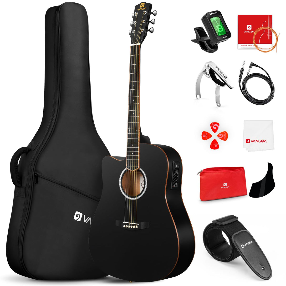 Vangoa Left Handed Guitar, Left Hand Acoustic Electric Guitar 41 Inch Full Size Lefty Acoustic Guitar Cutaway Acustica Guitarra 