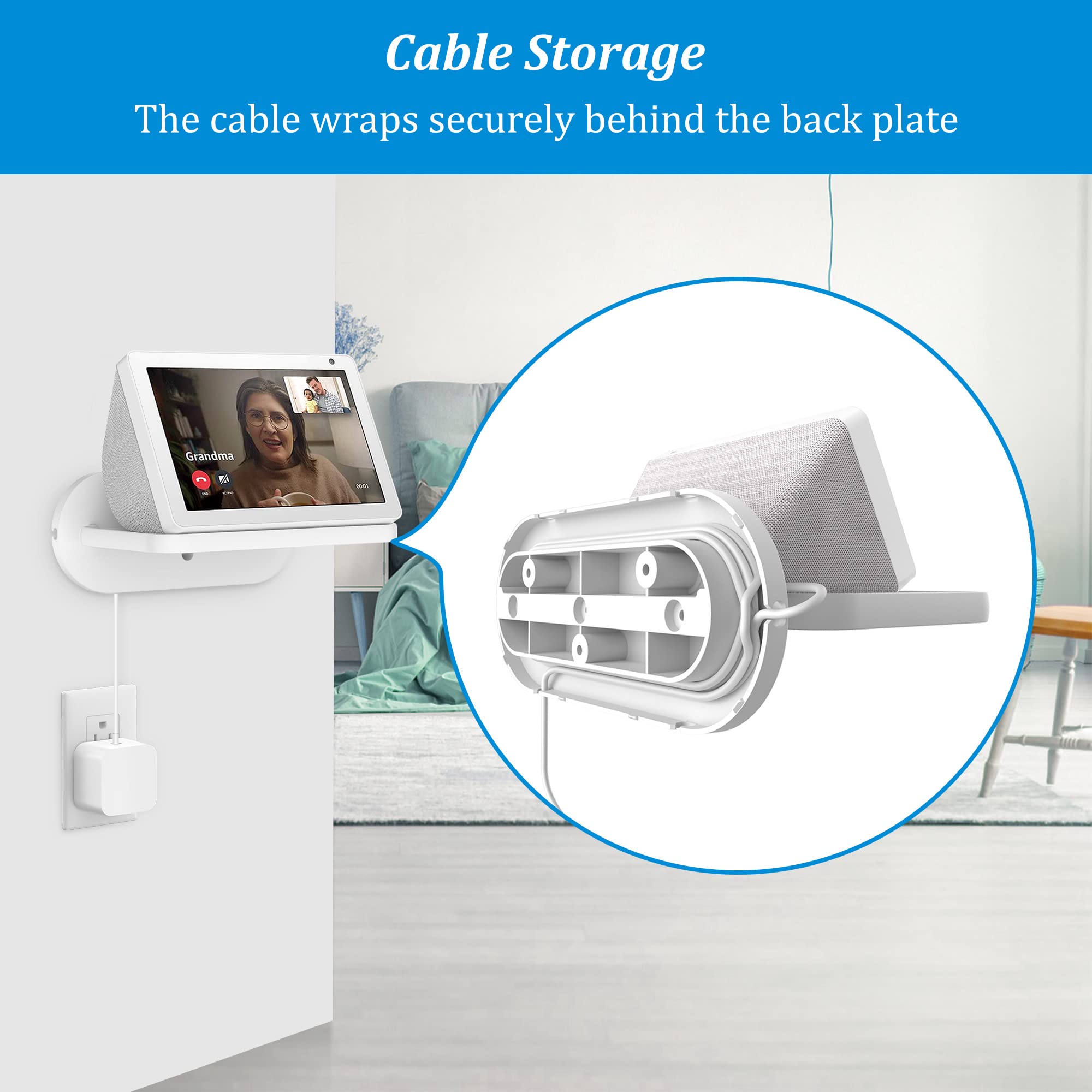 Plusacc Wall Mount For Echo Show 8   Cable Management Holder Stand For Show 8 (3Rd & 2Nd & 1St Gen) & Other Speaker Less Than 15