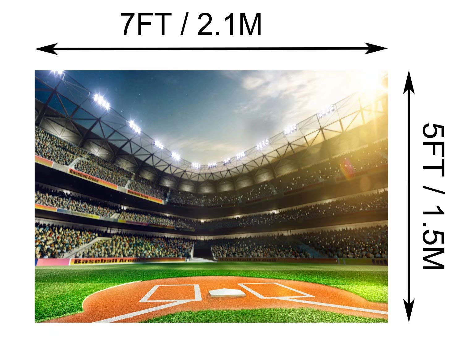 Beleco 7X5Ft Fabric Baseball Backdrop Baseball Field Stadium Photography Backdrop For Baby Shower Birthday Party Decoration Spor