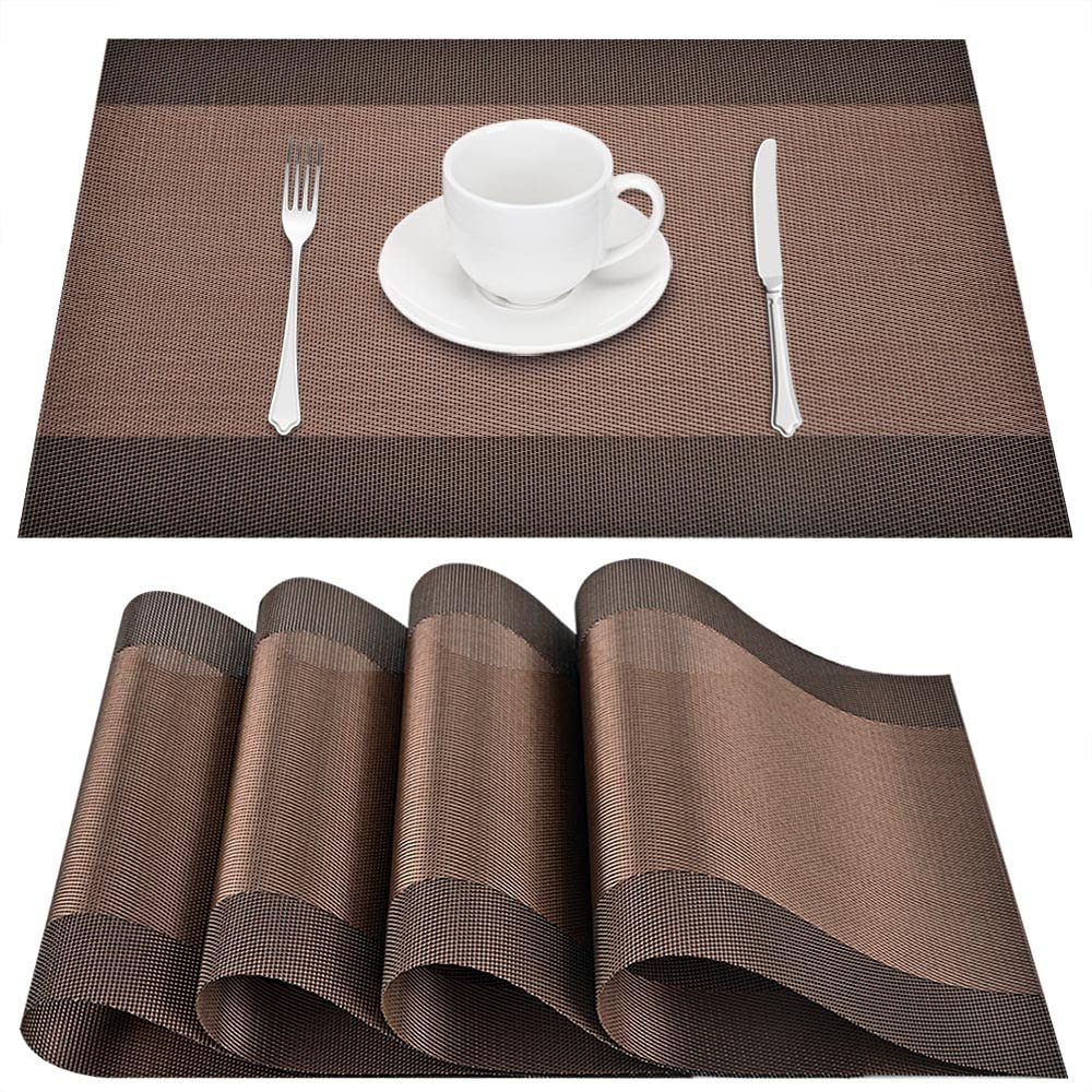 Giverare Placemats Set Of 4, Heat Resistant Woven Vinyl Placemat, Non Slip Washable Pvc Table Mat, Easy To Clean Premium Plastic