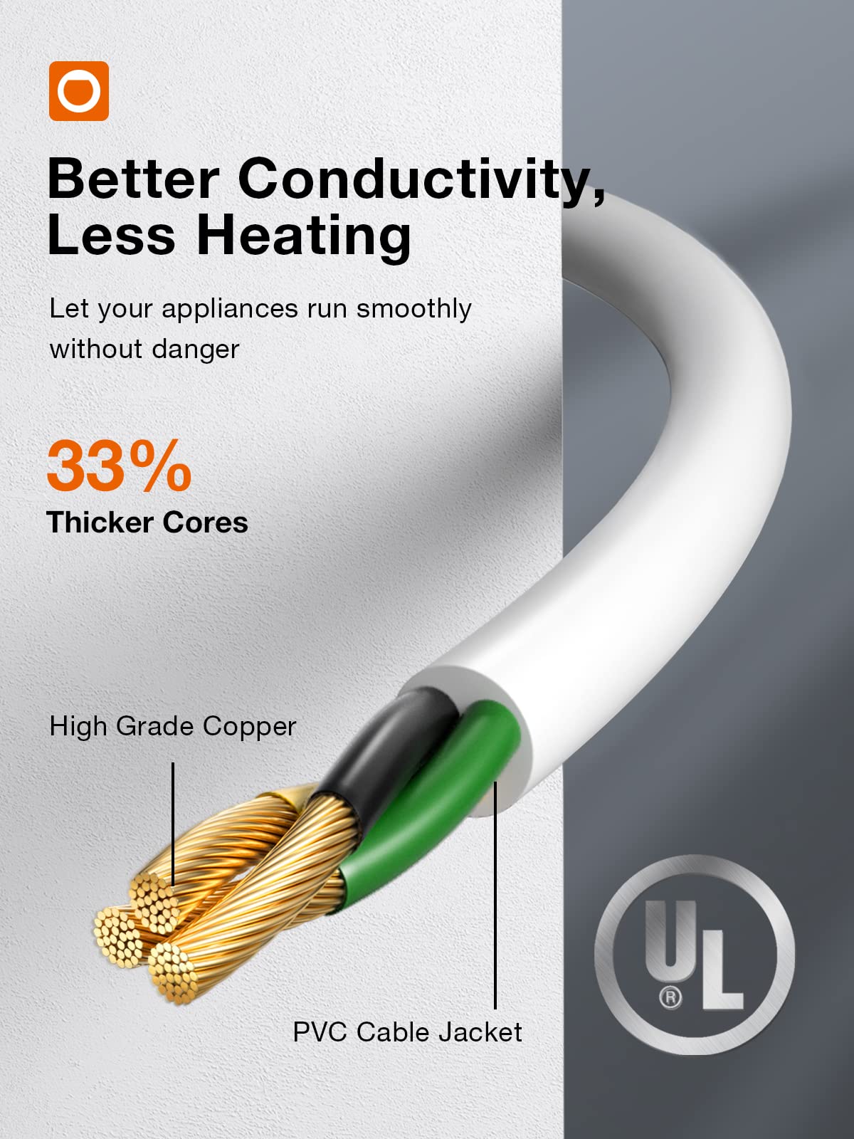 50 Feet Outdoor Extension Cord Waterproof, White Extreme All Weather 16 Gauge Extensions Cord With Covers, Flexible 100% Copper