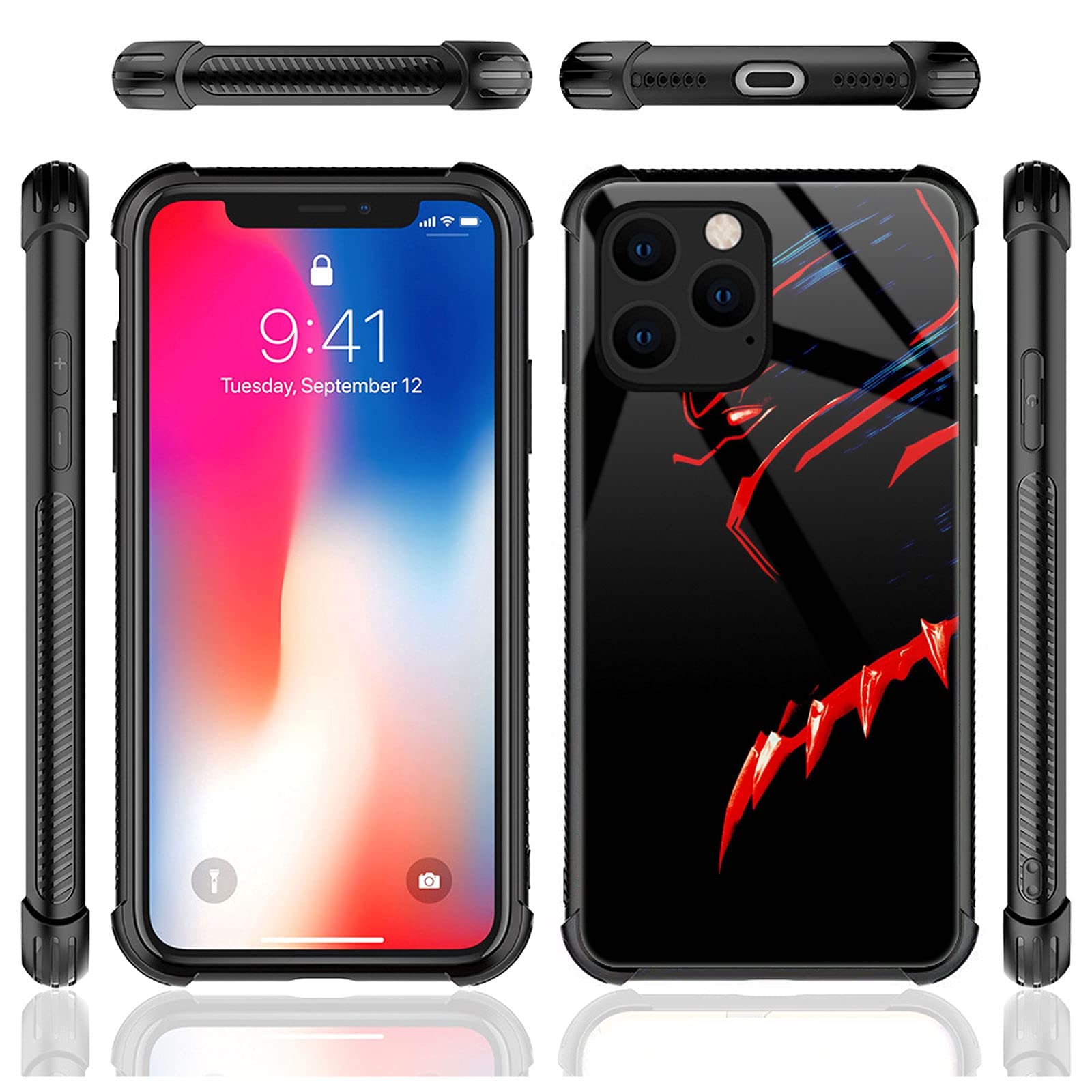 CARLOCA iPhone 13 Mini Case Shockproof Panther Graphic Black Red Polycarbonate