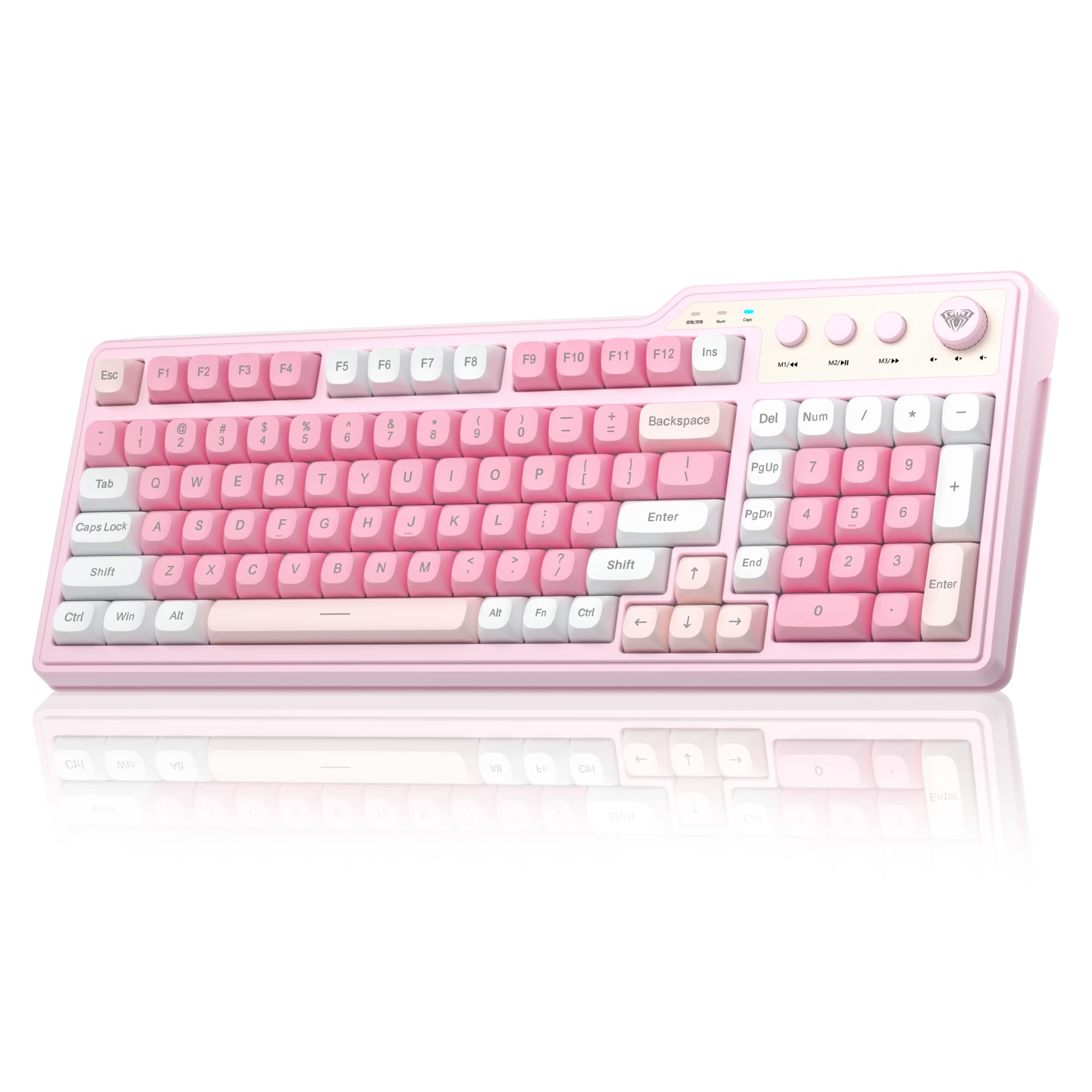 Aula F3099 Wireless Gaming Computer Keyboard with Number Pad & Knob