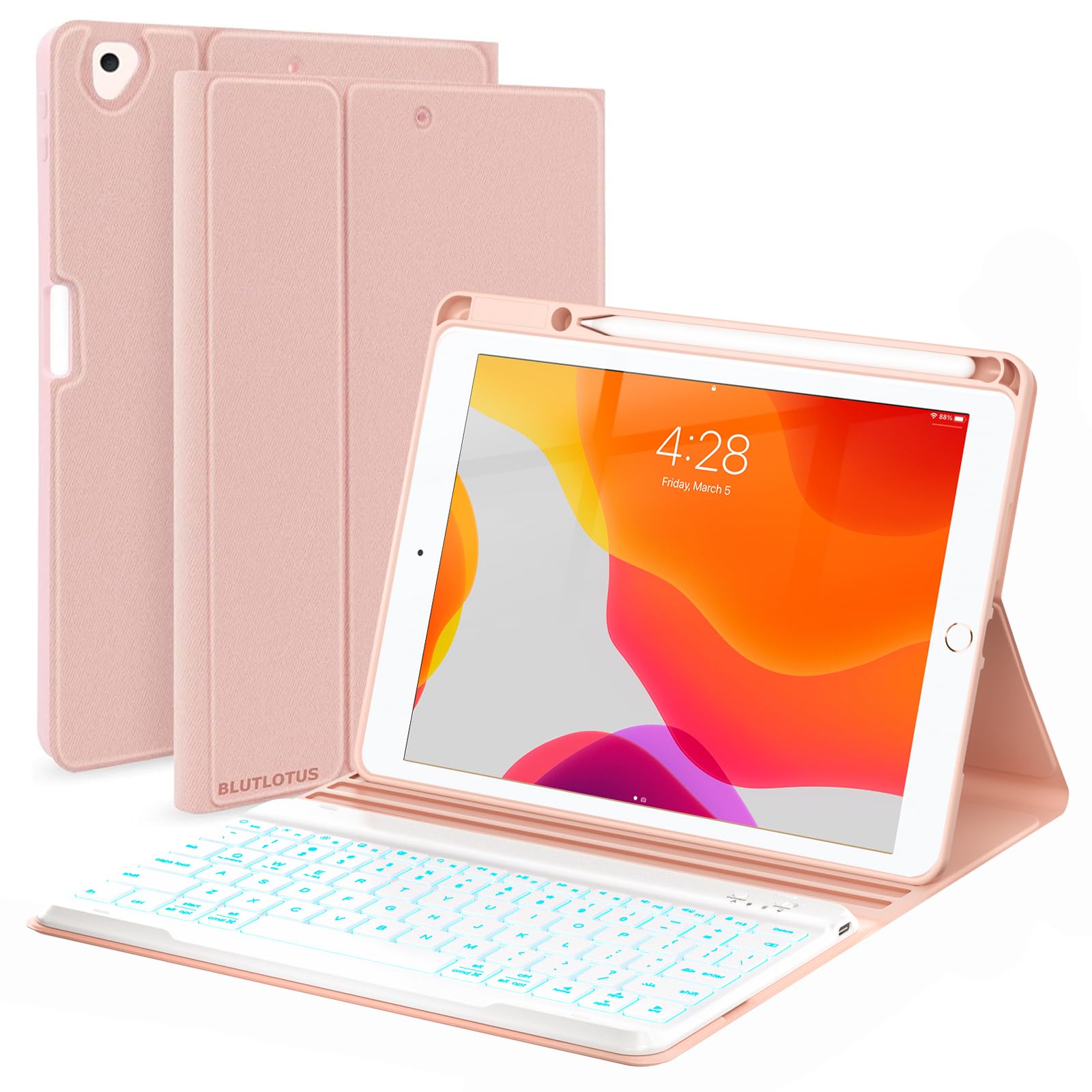 Keyboard and Case for iPad 7th/8th/9th Generation 10.2-inch 2018/2020/2021, iPad Air 3 2019, 2017 iPad Pro 10.5-inch Case with P