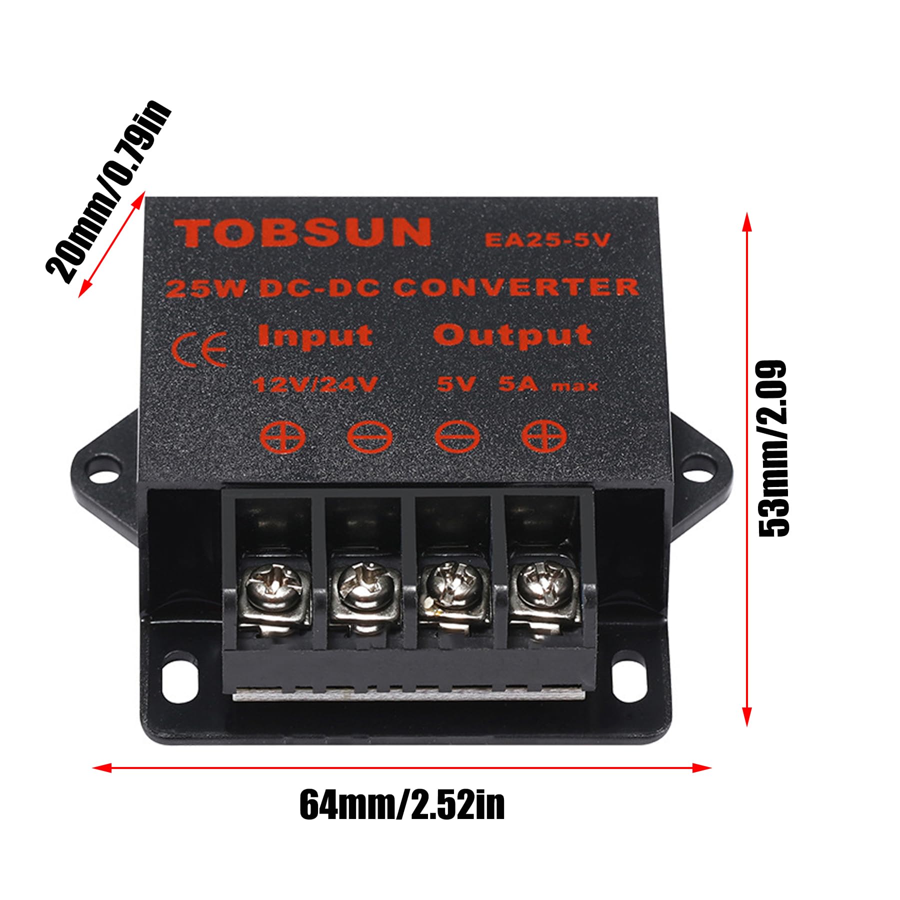 Mggi Dc/Dc 12V 24V To 5V 5A 25W Voltage Reducer Converter Regulator, Step Down Converter Regulator Dc To Dc Waterproof Power Sup