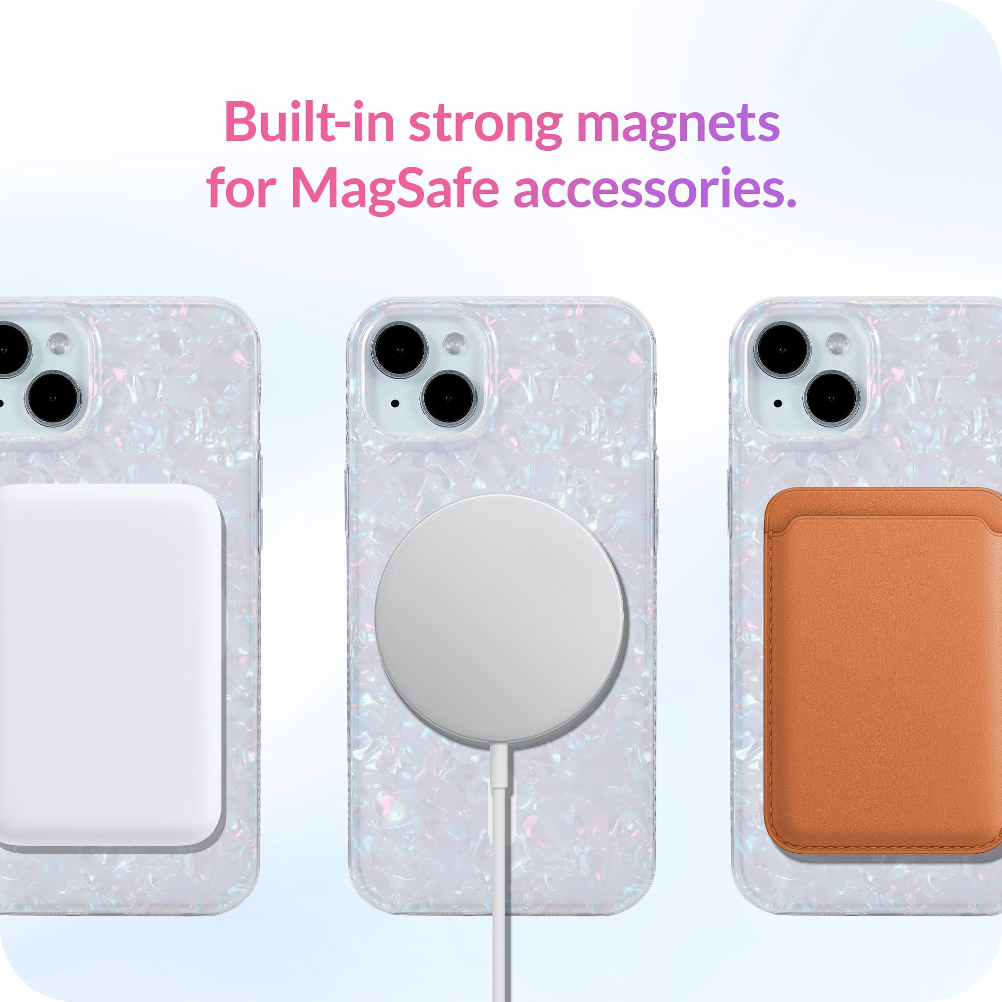 Lonli Hue   For Iphone 15 Case [Compatible With Magsafe]   White Pearl Tort   [10Ft Droptection] [4 Airbag Cushioned Corners]