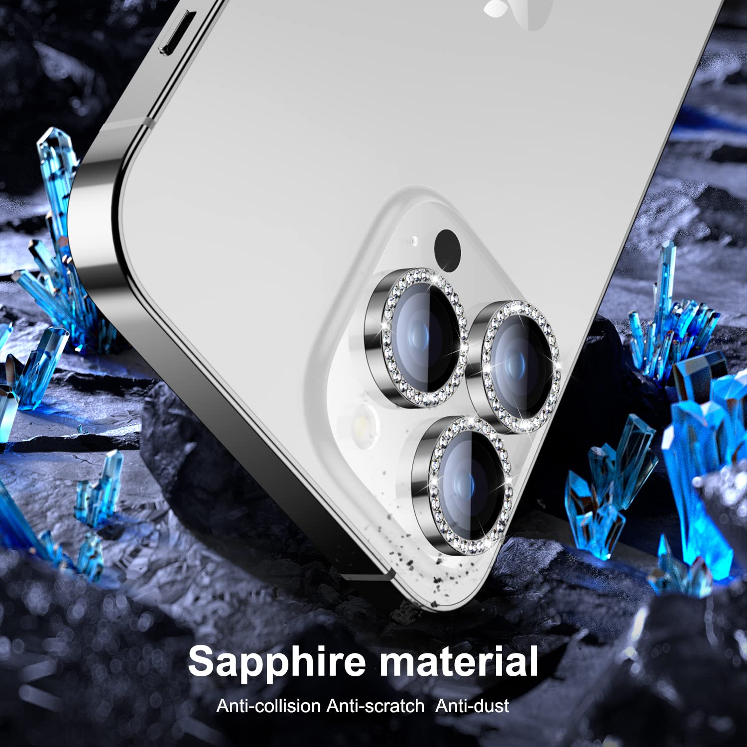 Bazo For Iphone 14 Pro/Iphone 14 Pro Max Camera Lens Protector, [Drop Protection] 9H Tempered Glass Camera Cover Screen Metal Ri