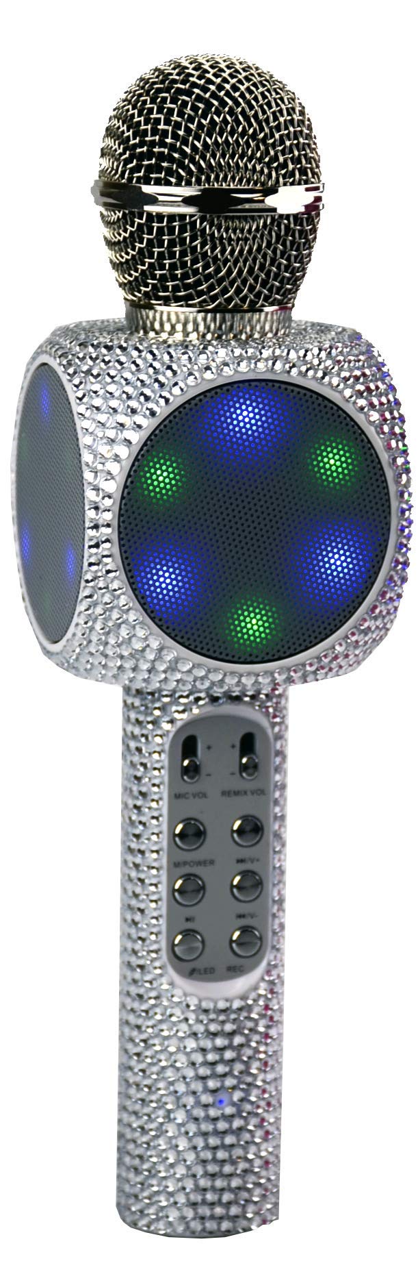 Wireless Express   Sing Along Bling Bluetooth Karaoke Microphone And Bluetooth Stereo Speaker All In One (Silver Bling)