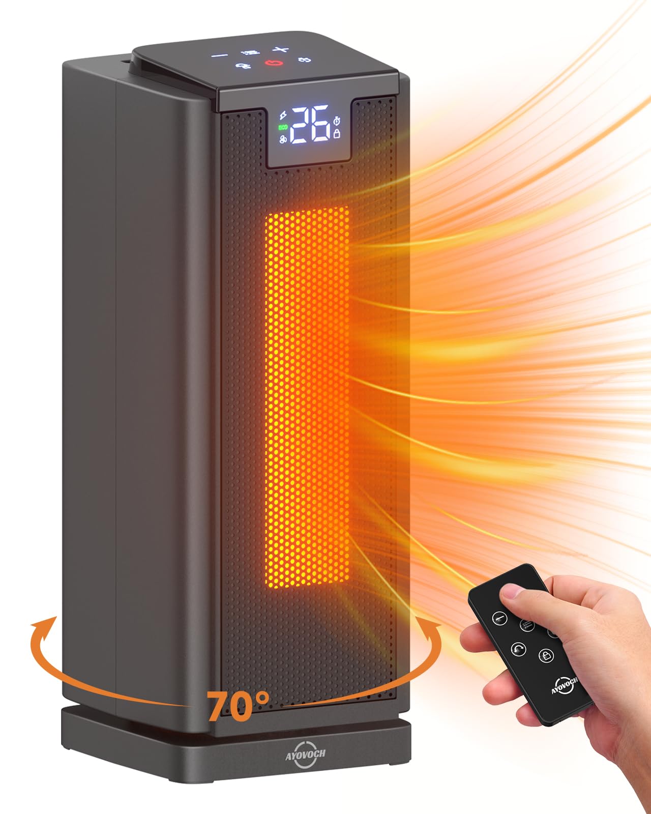 Space Heater With Remote And Thermostat, 1500W Fast Portable Heater With Timer,Overheat Protection And Air Filter, Ptc Ceramic H