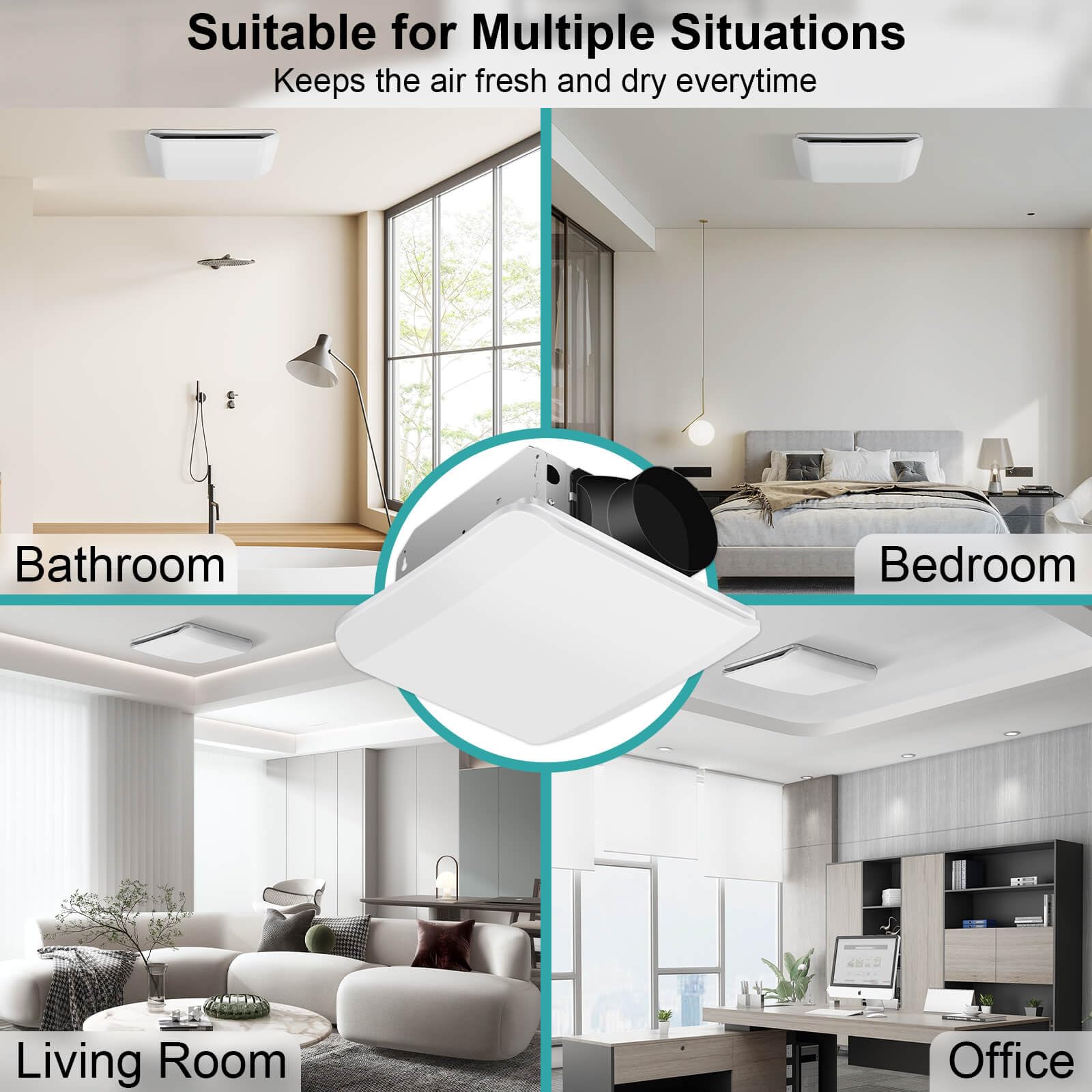 Joeaonz Bathroom Exhaust Fan Ceiling Mount 110Cfm, Quiet Ventilation Fan 1.5 Sones With Hidden Grille Cover & Metal Motor, 4 Inc