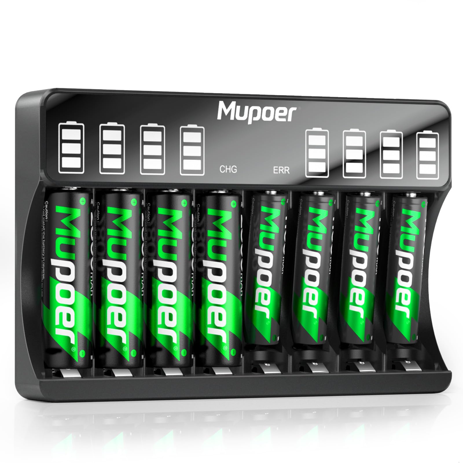 Mupoer Rechargeable Batteries With Charger, 4 Pack Aa & 4 Pack Aaa High Capacity Ni Mh Batteries And Aa Aaa Lcd Screen Charger,