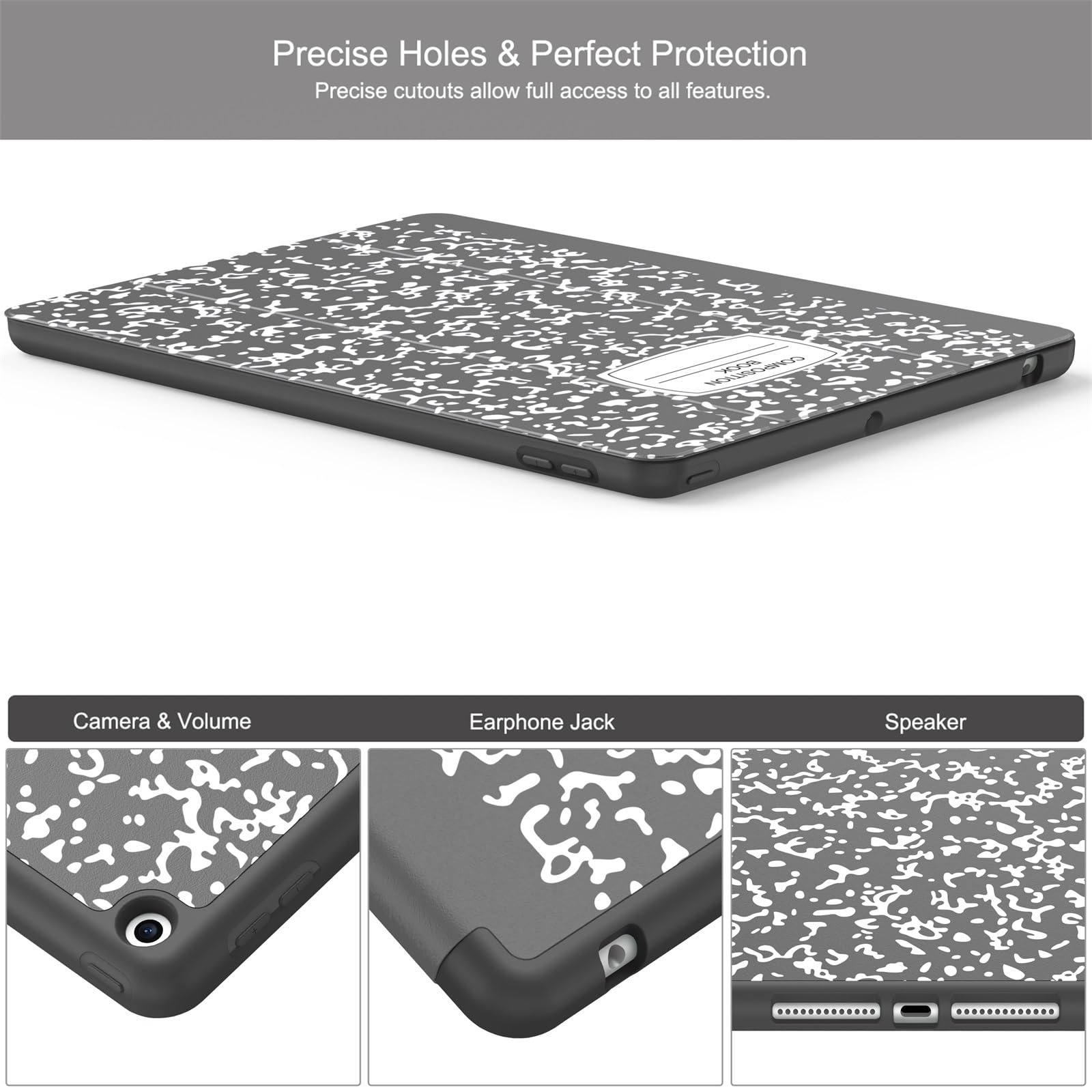 Soke Case For Ipad 9Th Generation 2021/8Th Gen 2020/7Th Gen 2019 With Pencil Holder   Premium Shockproof Case With Soft Tpu Back Cover & Auto Sleep/Wake For Ipad 10.2 Inch, Book Gray