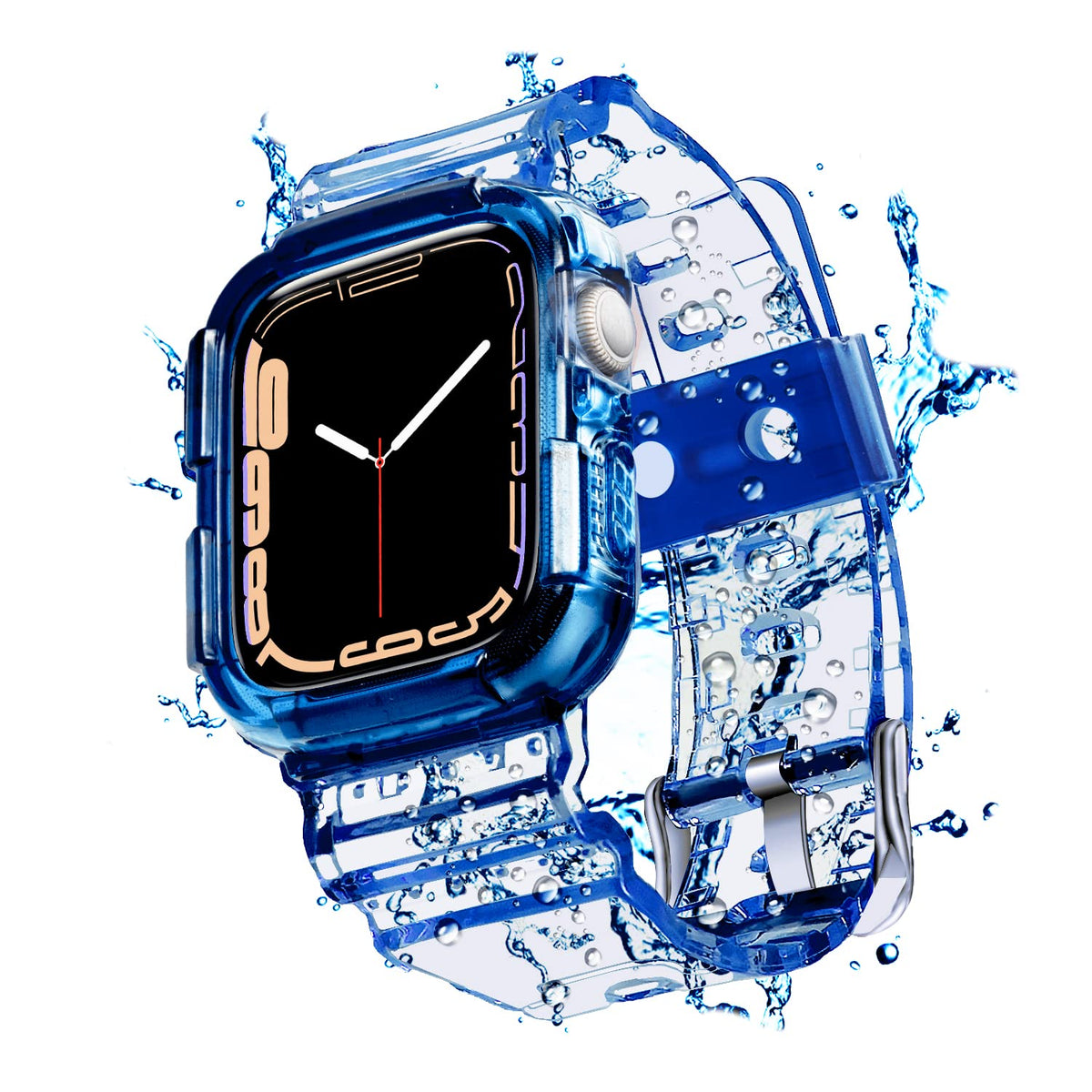 Blingbrione Case With Band Compatible For Apple Watch 38Mm 40Mm 41Mm,Clear Jelly Tpu Silicon Soft Wristband With Shockproof Rugg