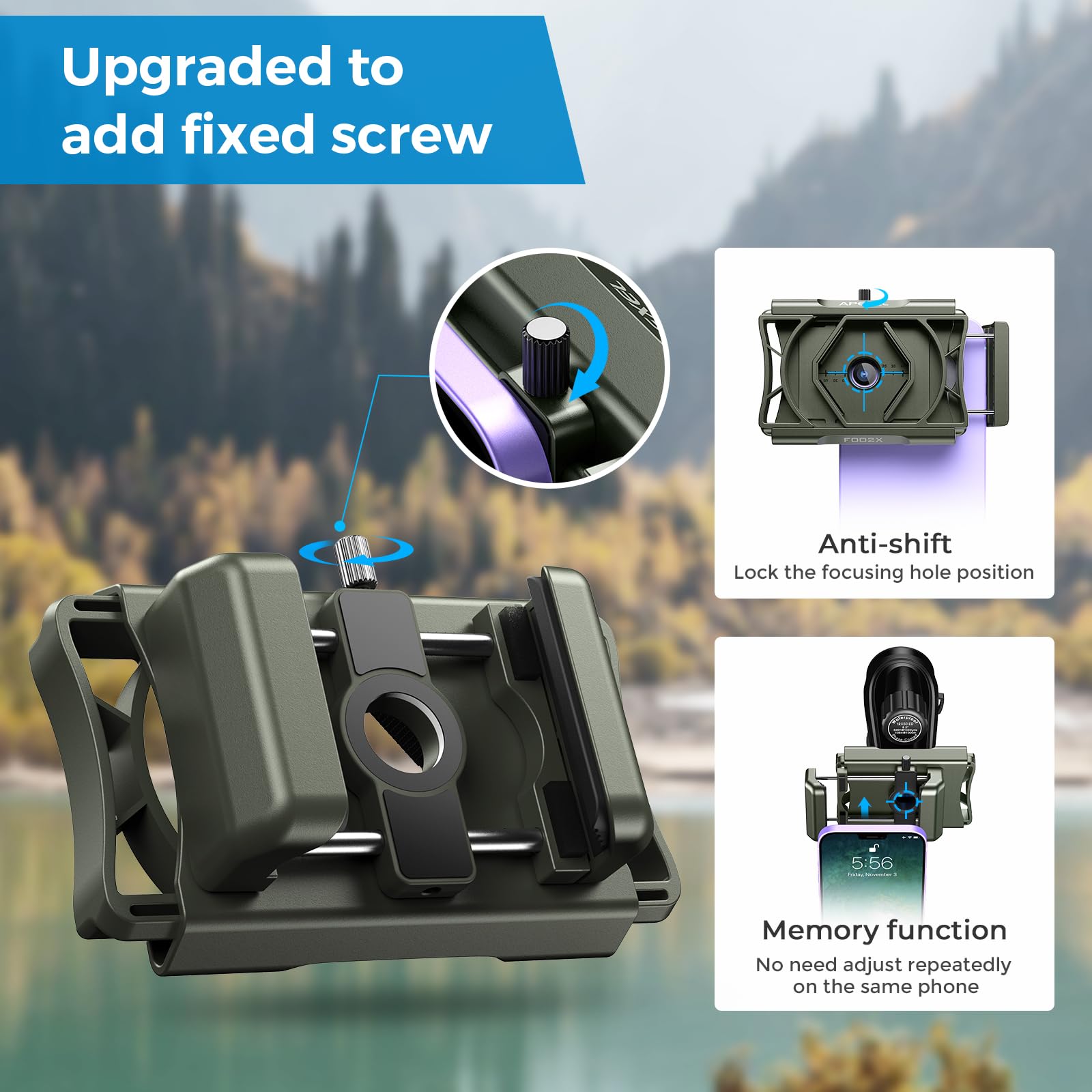 Apexel 360 Telescope Phone Adapter, Upgraded Binocular Photo Adapter For Android & Iphone, Smartphone Mount For Telescope, Monoc