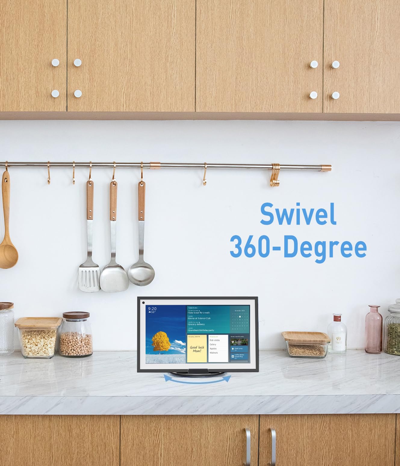 Almoz Swivel And Tilt Stand For Echo Show 15, Aluminum Stand For Show 15.6'' Smart Display And Up To 18'' Ipad/Tablets, With 360