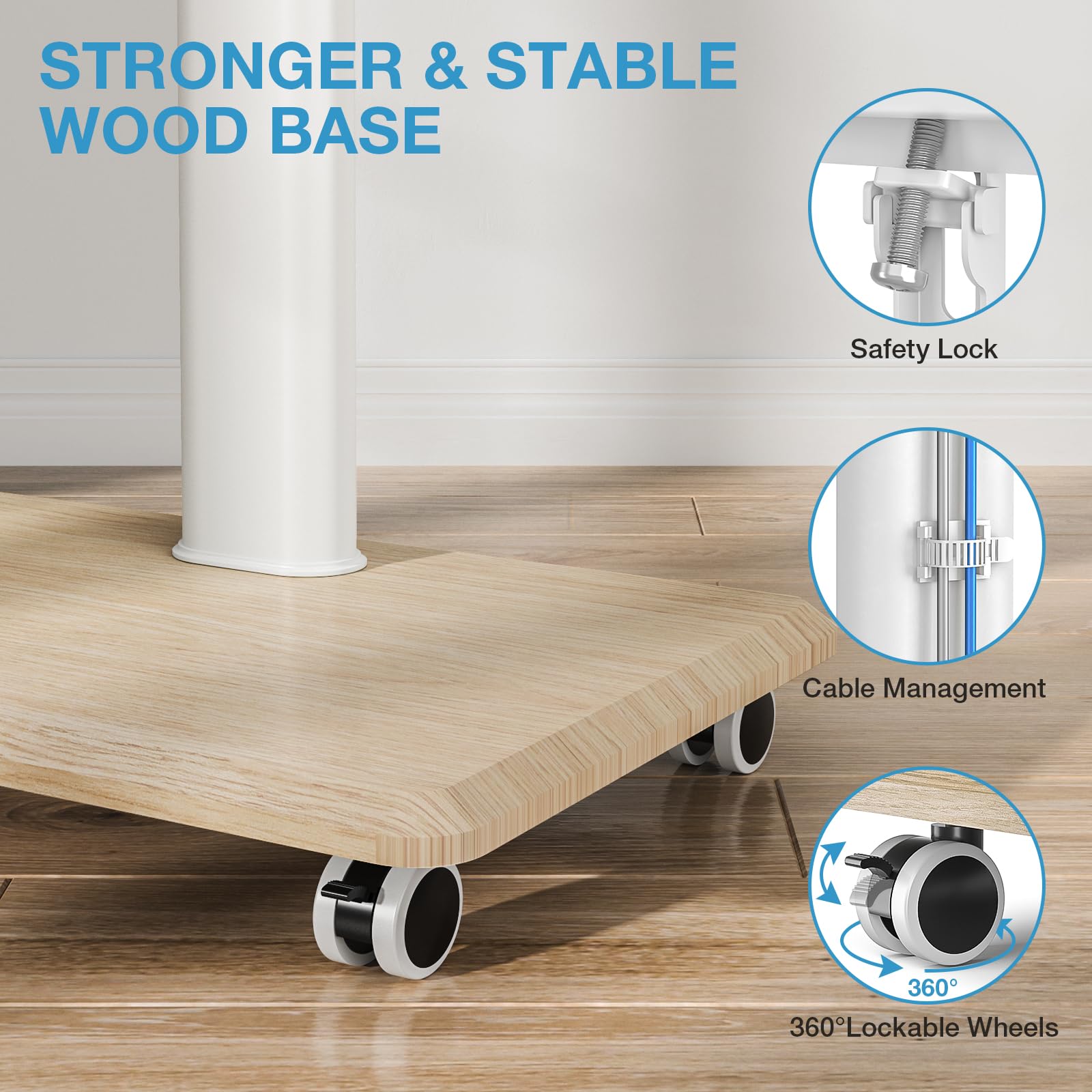 Yomt Floor Tv Stand With Mount For 32-70 Inch Flat Screen/Curved Tvs, Swivel Rolling Height Adjustable Portable Tv Stand On Whee