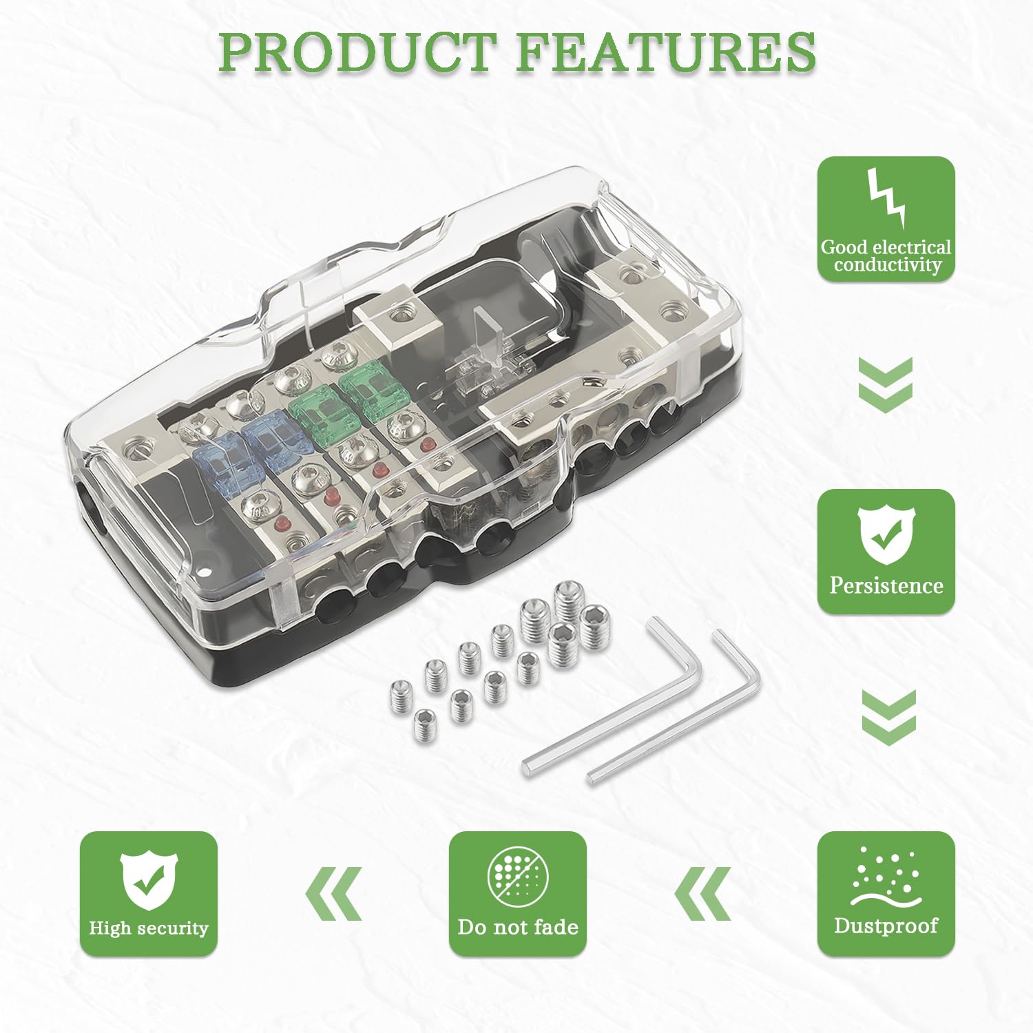 Sigandg Car Audio Distribution Block Fuse Holder Car Stereo 4 Way Midi (Mini Anl) Fuse Block 0/4 Gauge Fuse Block With Red Indic