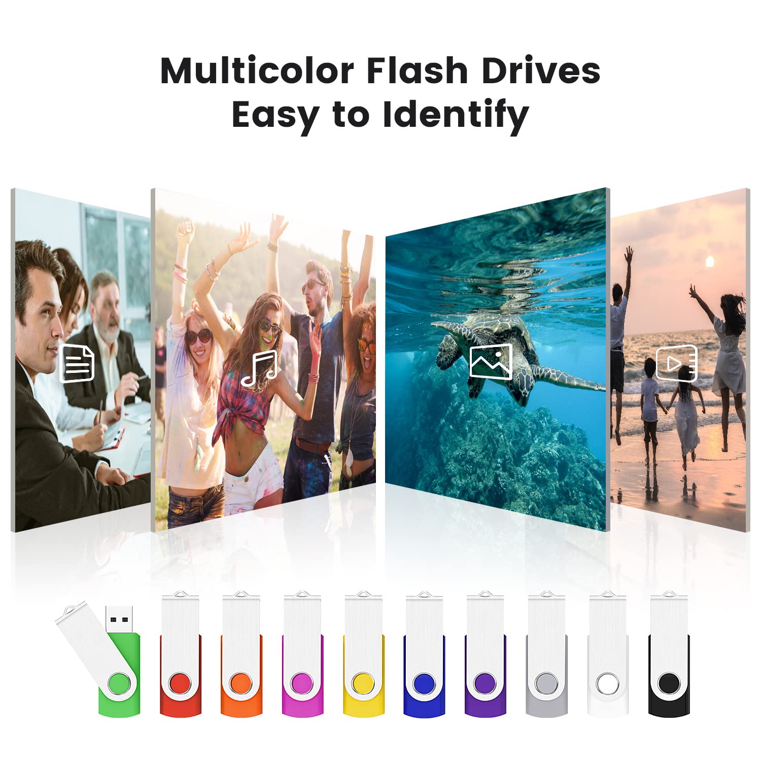 32Gb Flash Drive 32Gb Usb Flash Drive 10 Pack Thumb Drive Memory Stick Swivel Jump Drive Keychain Design, Mixcolored
