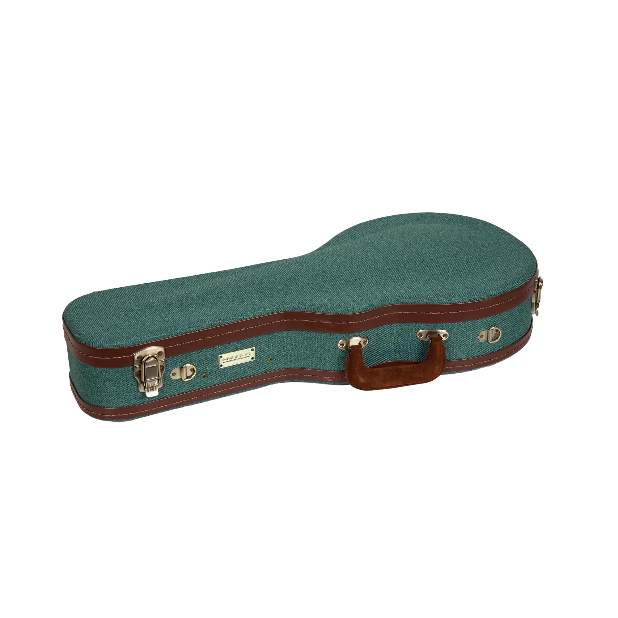 Crossrock Master Series F-Style Mandolin Case | Malachite Blue Tweed Exterior, Re-Engineered Wooden Shell, Leather Handle, Backp