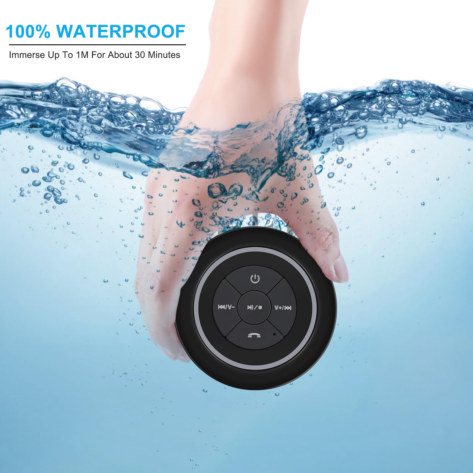 Tdlirh Bluetooth Waterproof Shower Speaker, Portable Wireless Speaker With Suction Cup Small Speaker With Colorful Lights, Teen