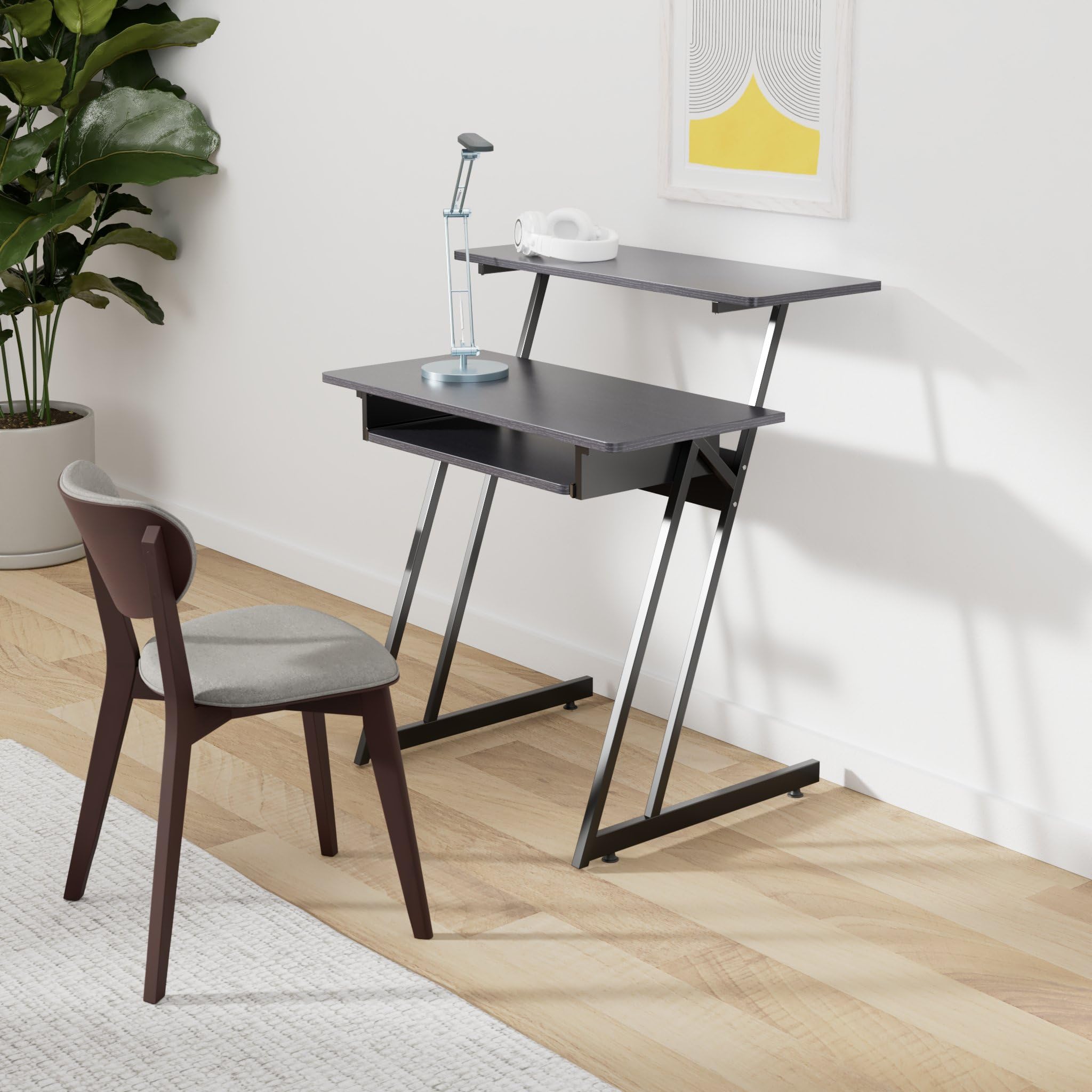 Monoprice Recording Desk With Raised Platform And Keyboard Tray, Workstation, Stable & Lightweight, For Home Studio Stage Right