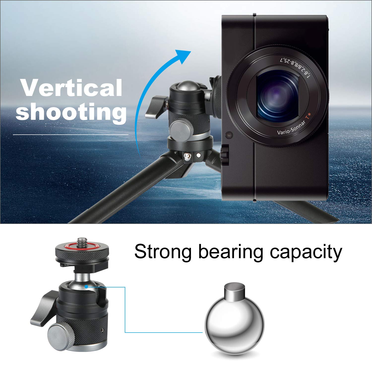 Mini Ball Head With 1/4' Hotshoe Mount Adapter 360 Degree Rotatable Aluminum Tripod Head For Dslr Cameras Htc Vive Tripods Monopods Camcorder Light Stand
