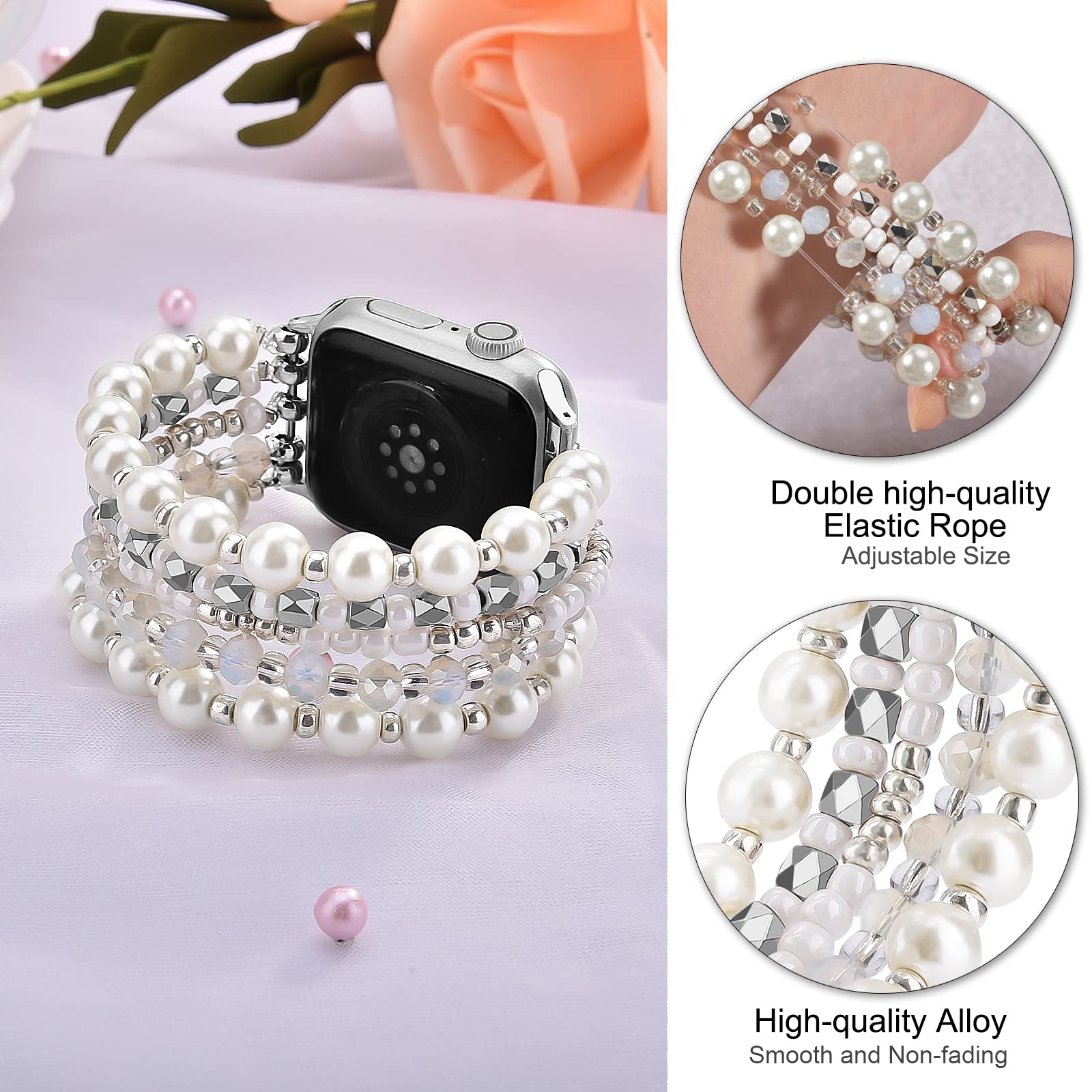 Visoom Beaded Bracelet Compatible For Apple Watch Band 40Mm/38Mm/41Mm Series 9 8 7 Se Series 6/5/4 Women Fashion Cute Handmade S